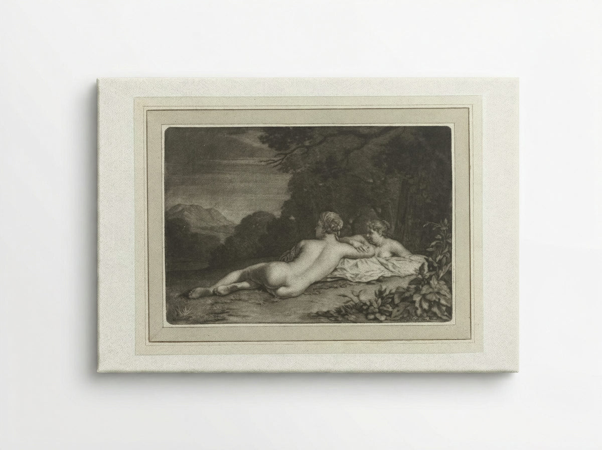 Landschap met twee nimfen - Gerard Valck - Canvas