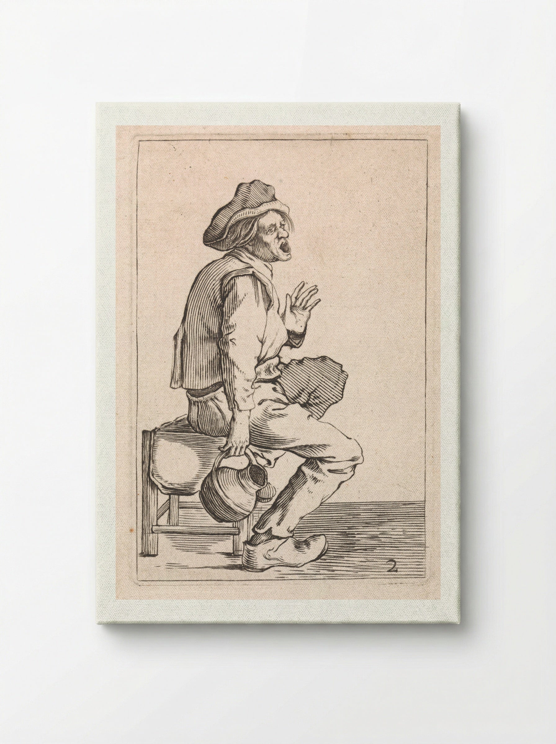 Zittende boer met schenkkan - Cornelis Saftleven - Canvas