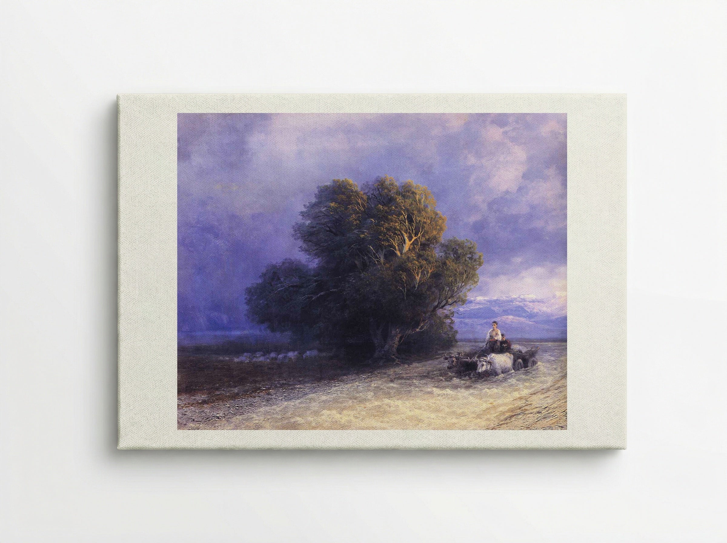 Ox Cart Crossing a Flooded Plain - Ivan Aivazovsky - Canvas