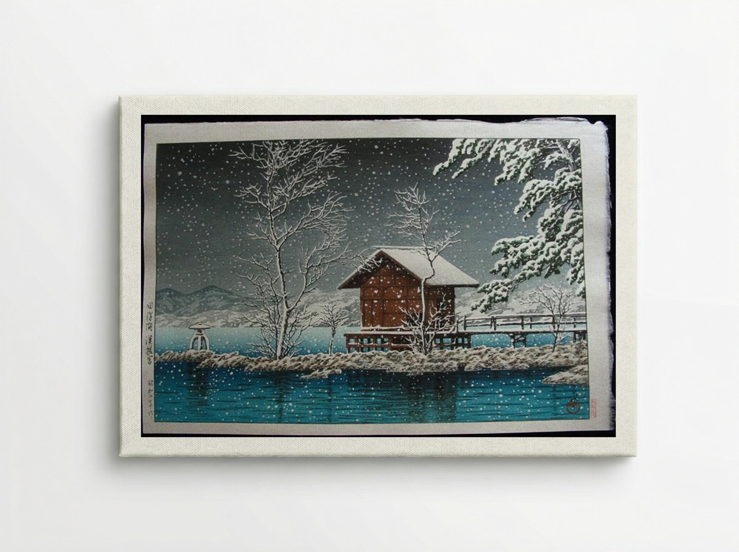 Kansau Shrine in Snow at Lake Tazawa - Hasui Kawase - Canvas