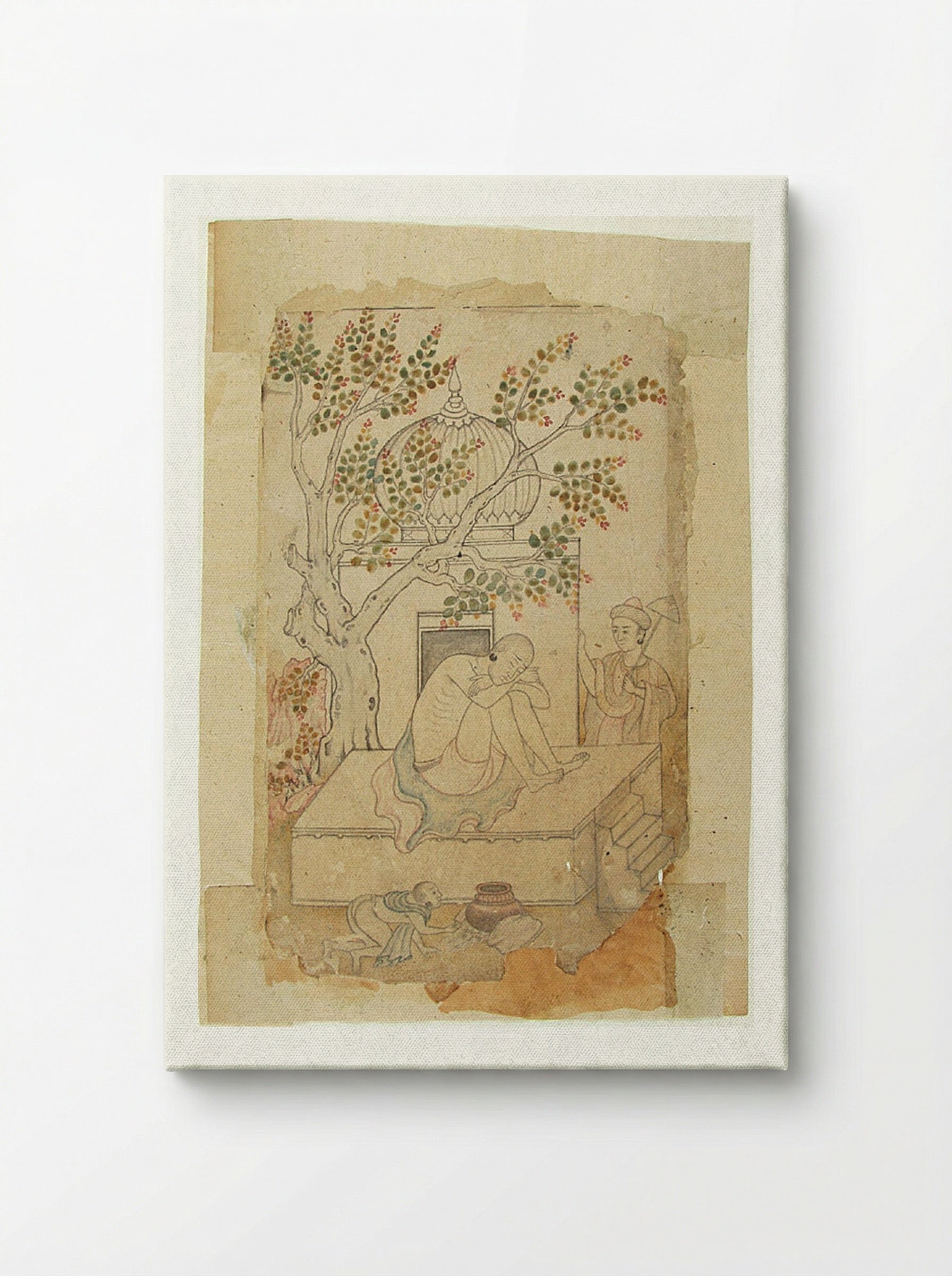 A Holy Man Meditates (Shrine with Sleeping Ascetic) - Daswanth - Canvas