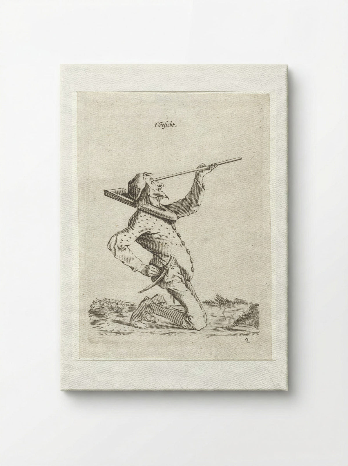 Man die langs een stok tuurt (Sight) - Cornelis Saftleven - Canvas