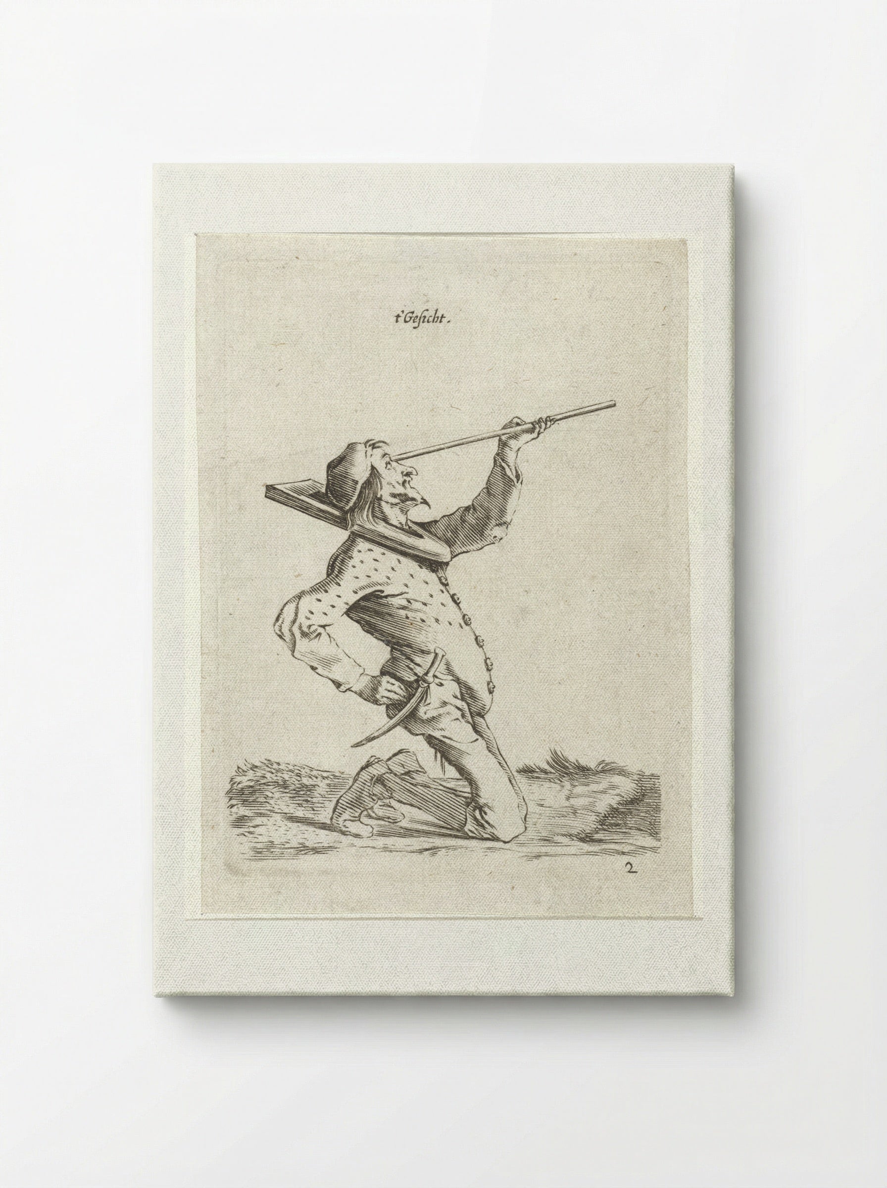 Man die langs een stok tuurt (Sight) - Cornelis Saftleven - Canvas