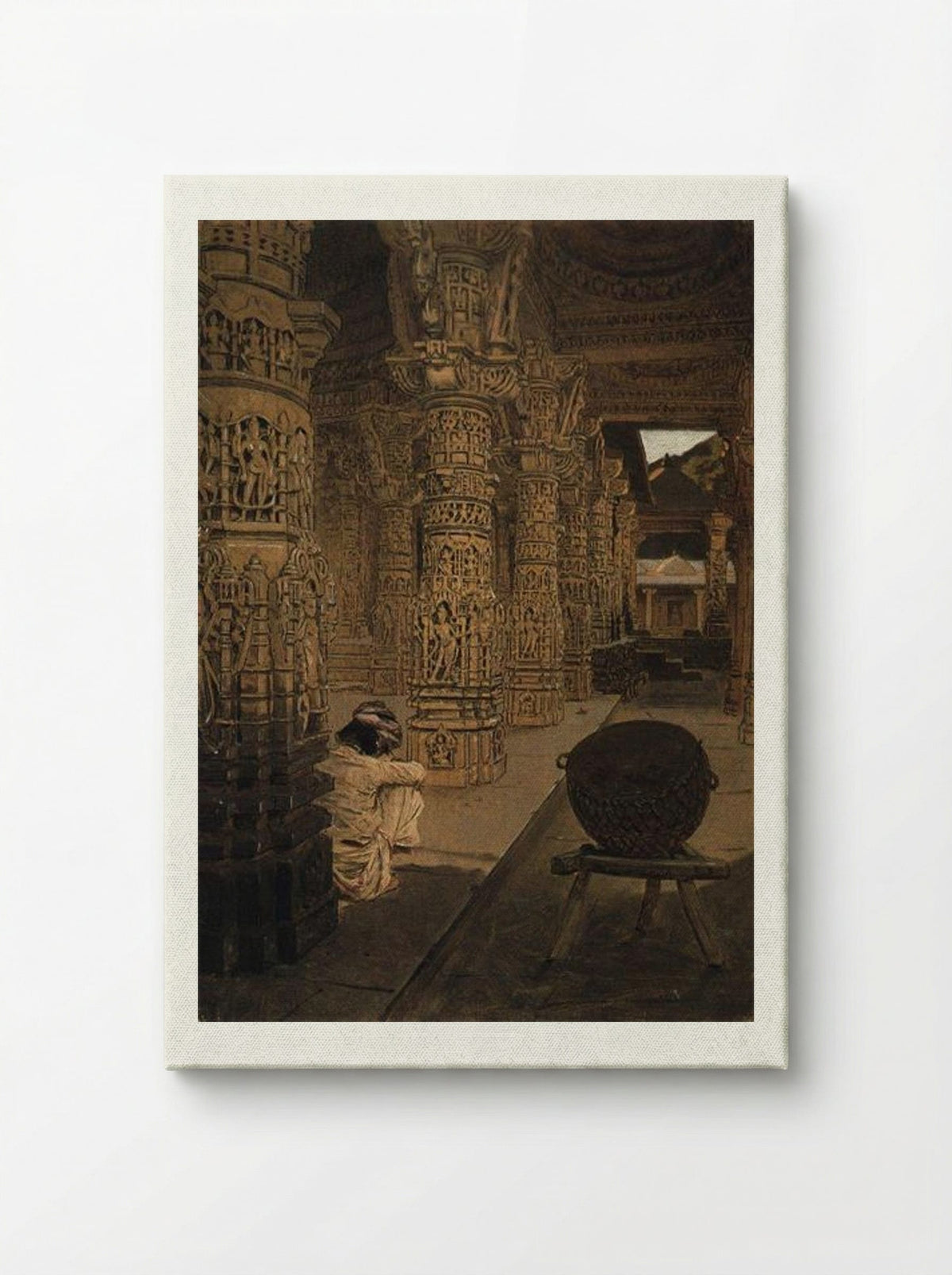 The Colonnade in the Jain Temple at Mount Abu in the Evening - Vasily Vereshchagin - Canvas
