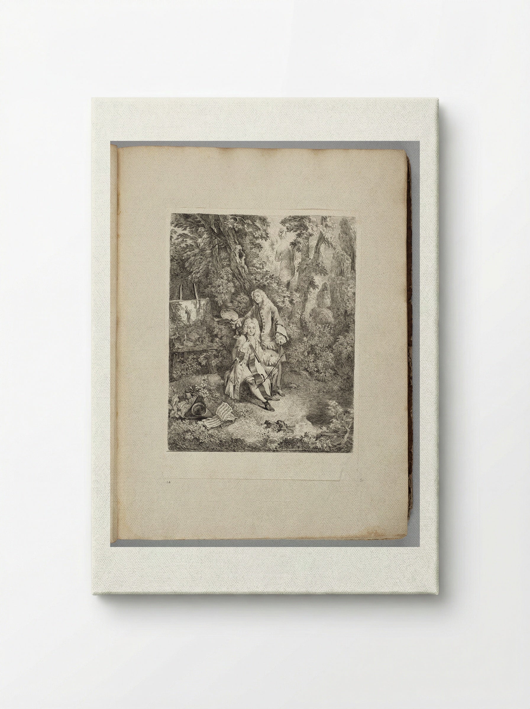 Watteau at His Easel, Jullienne Playing the Cello, in a Shady Grove - Fine Art Print - Canvas