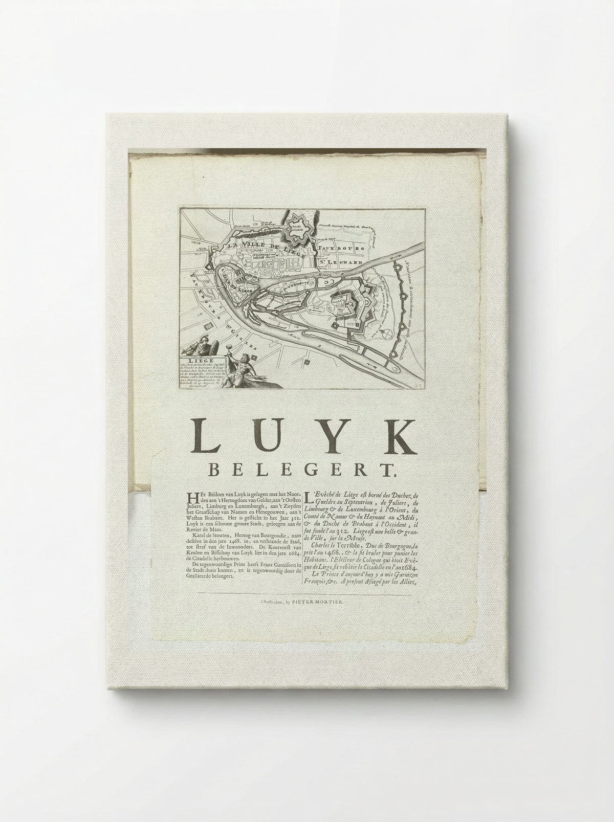 Plattegrond van Luik - Unknown Artist - Canvas