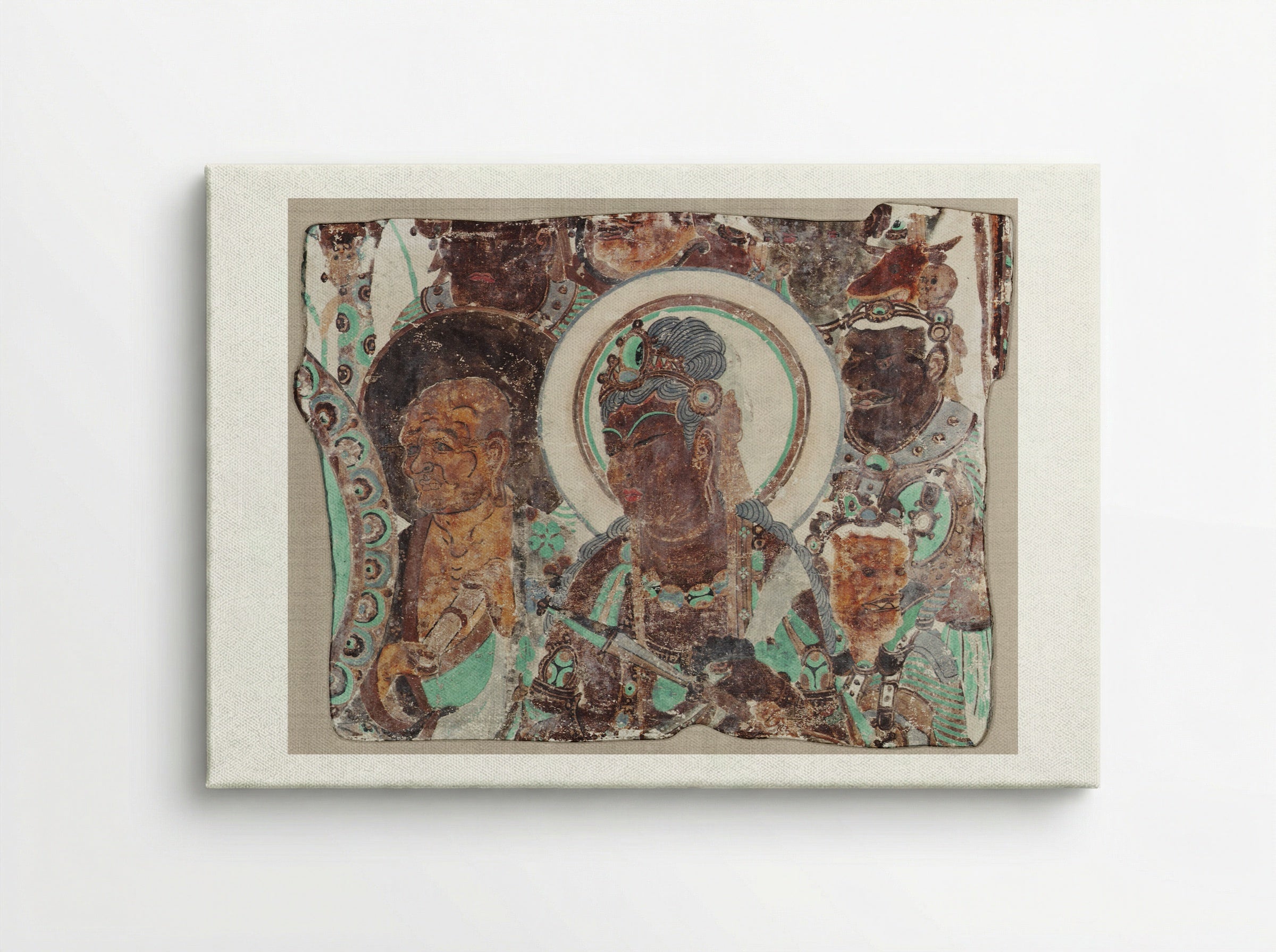 Bodhisattva Surrounded by a Monk and Devas - Unknown Artist - Canvas