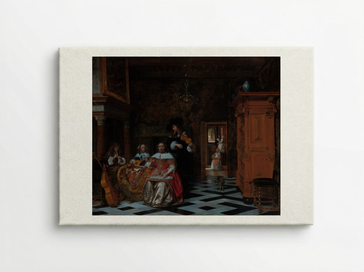 Portrait of a Family Playing Music - Pieter de Hooch - Canvas