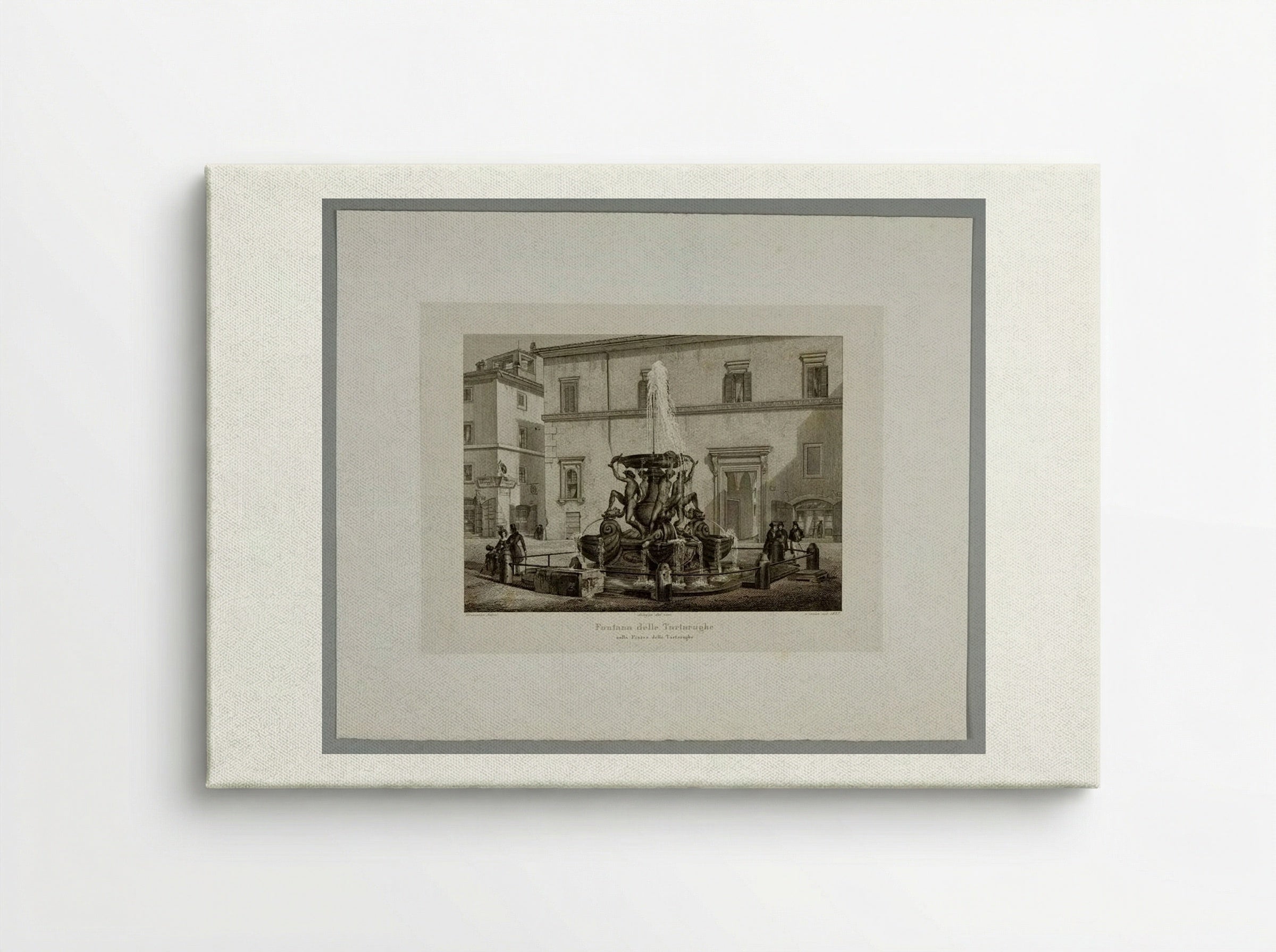 Fountain of the Tortoises in the Piazza of the Tortoises - Domenico Amici - Canvas