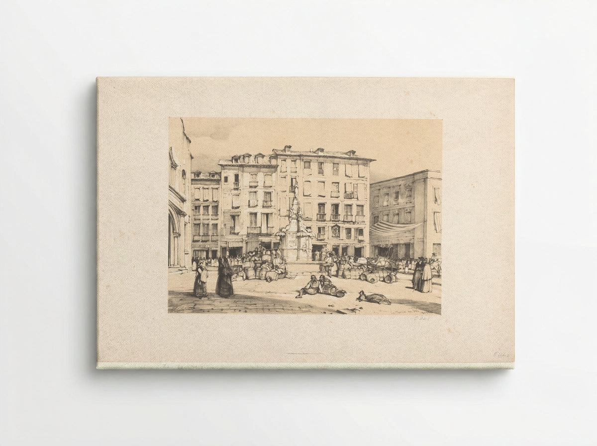 Schetsen van een reis naar Spanje: Puerta del Sol, te Madrid - John Frederick Lewis - Canvas