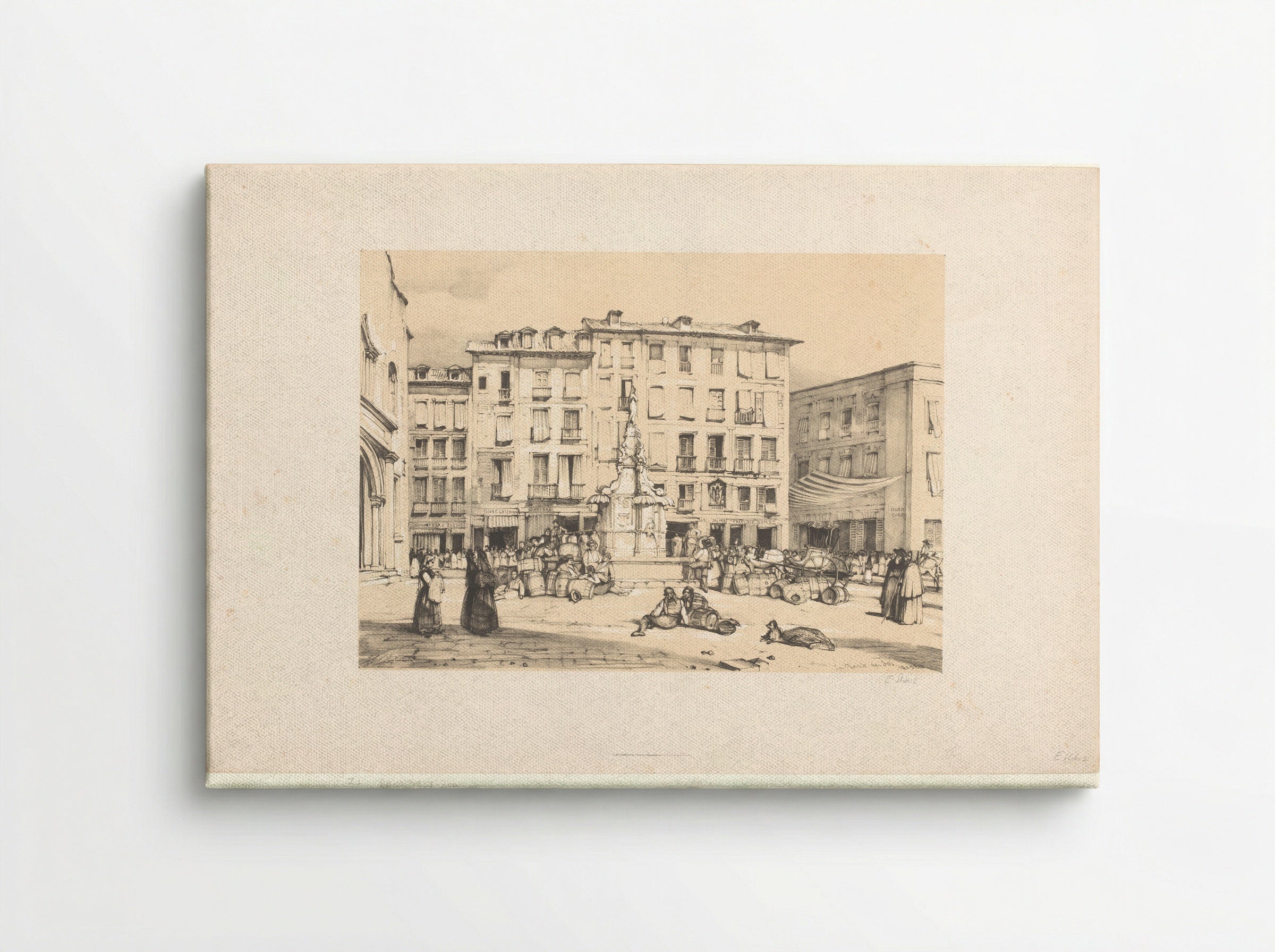 Schetsen van een reis naar Spanje: Puerta del Sol, te Madrid - John Frederick Lewis - Canvas
