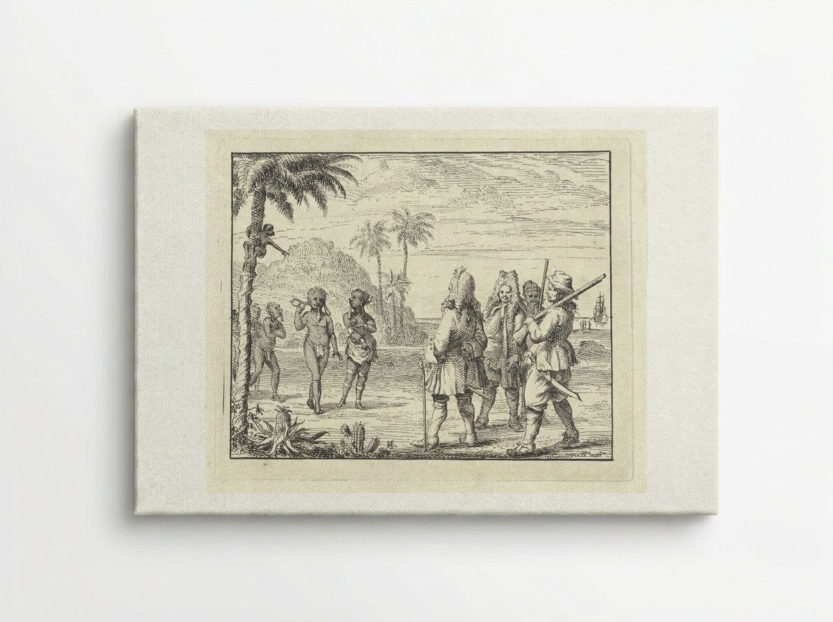 Ontmoeting tussen Afrikanen en Europeanen - Vincent Laurensz. van der Vinne (II) - Canvas