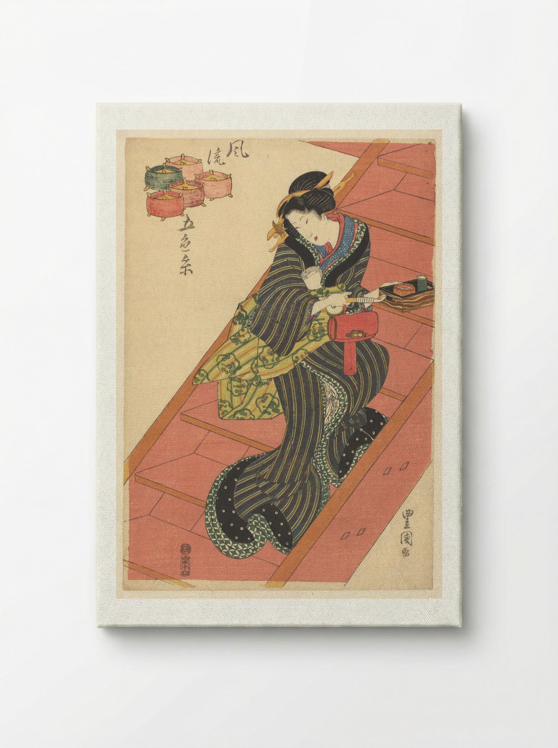 Courtesan on Stairs - Utagawa Toyokuni I - Canvas