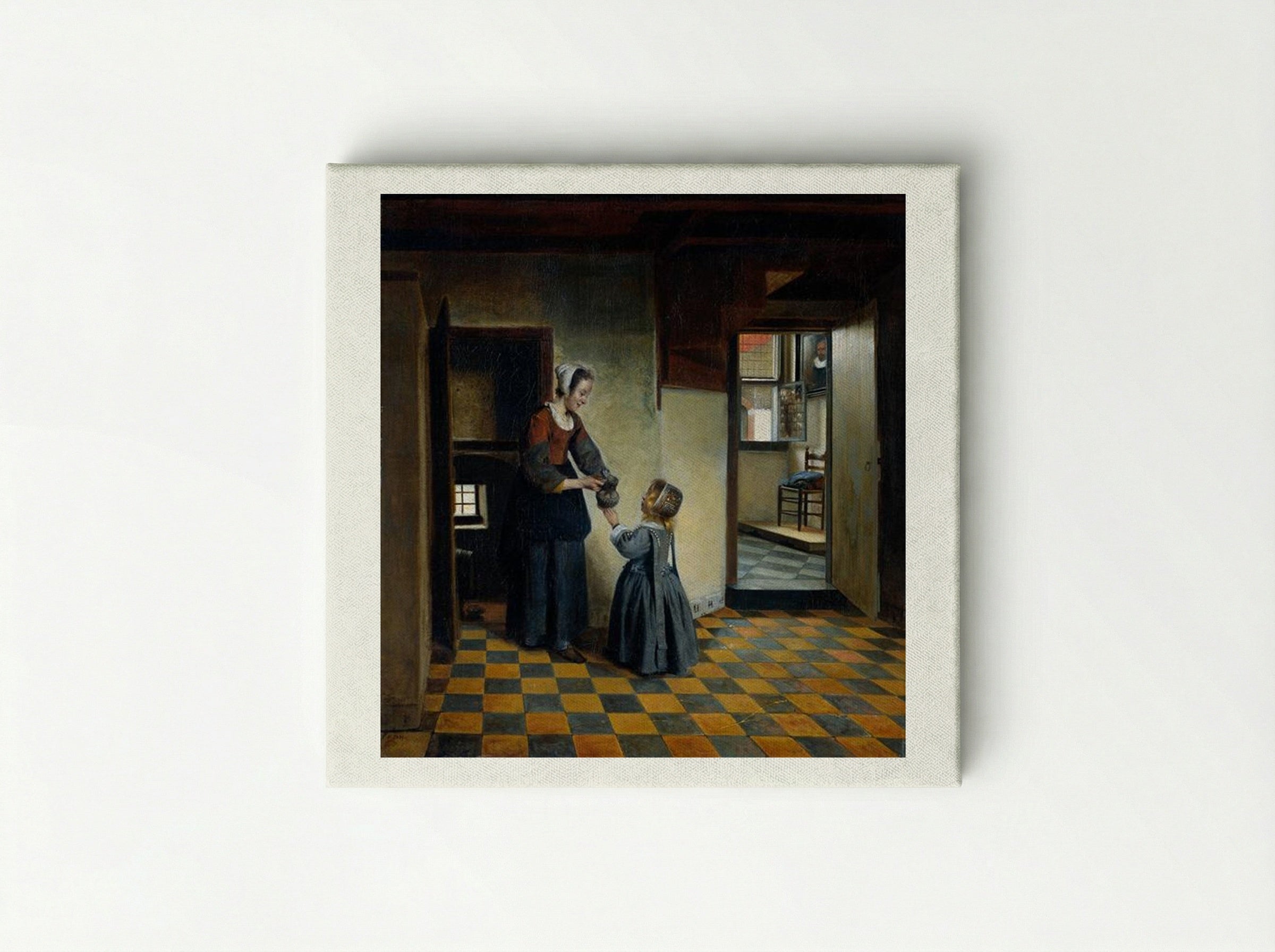 Woman and a Child in a Pantry - Pieter de Hooch - Canvas