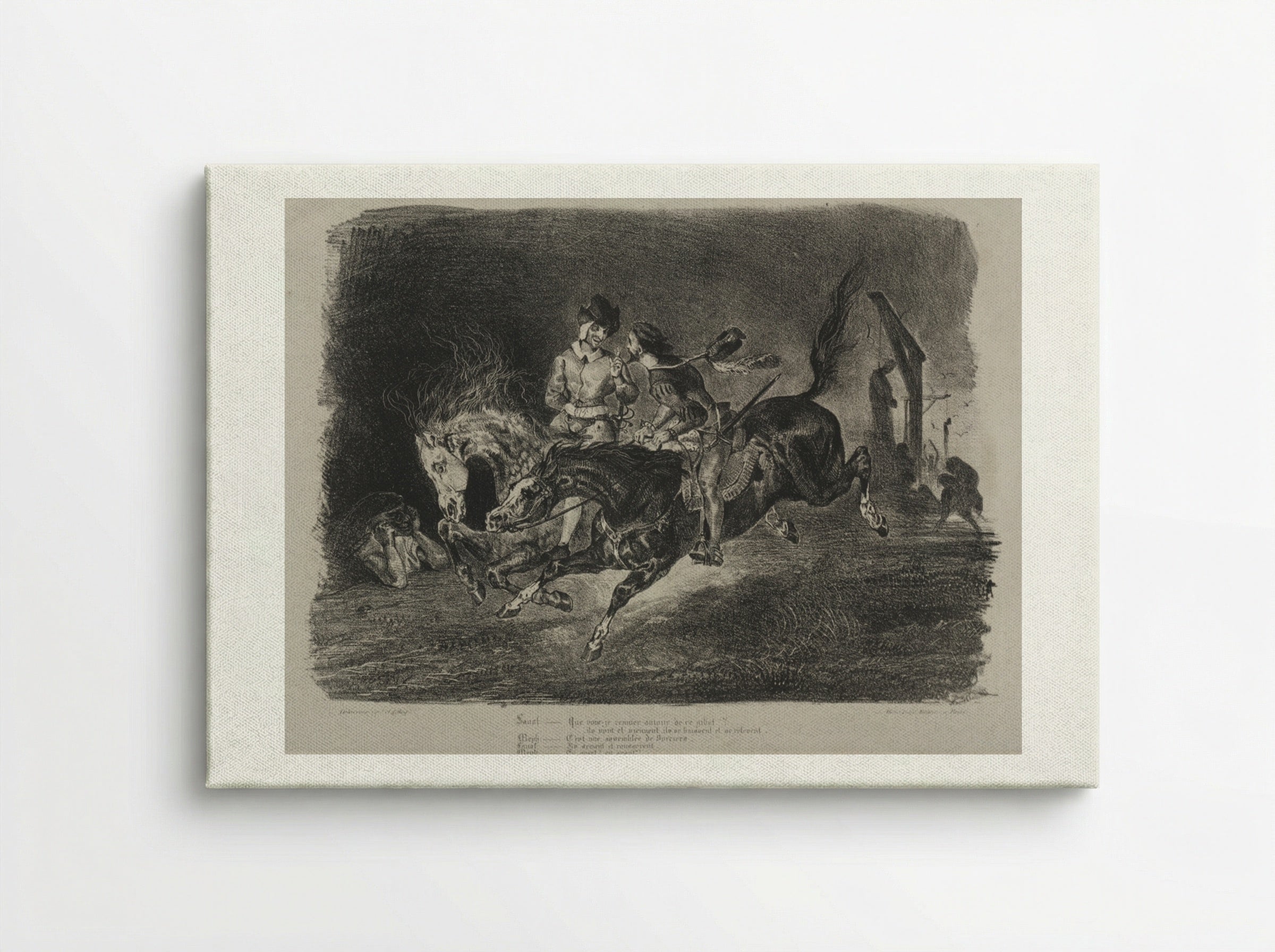 Faust and Méphistophélés riding to the Witches' Sabbath - Eugène Delacroix - Canvas