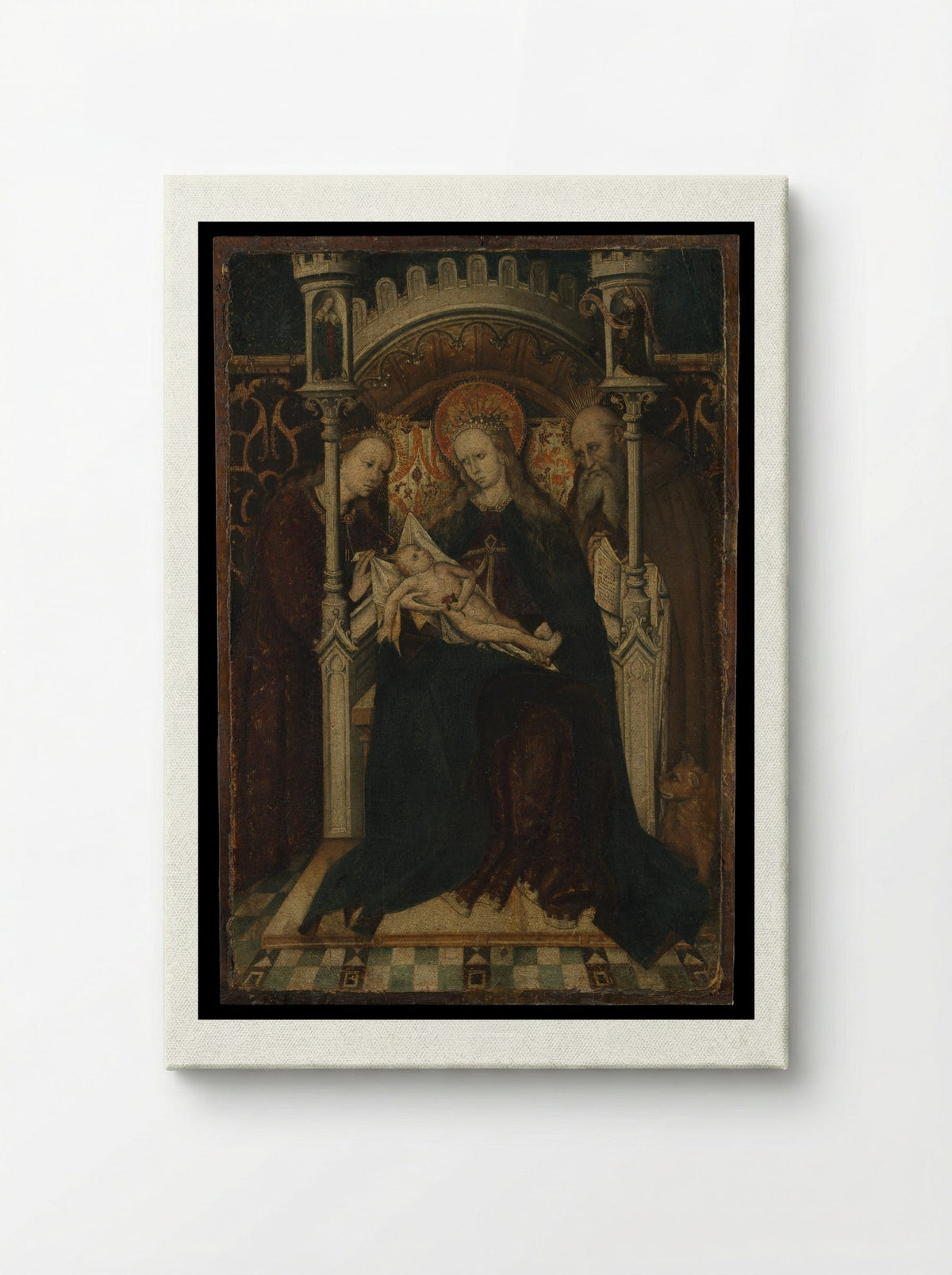 Virgin and Child Enthroned with Saints Catherine and Jerome - Spanish Painter - Canvas