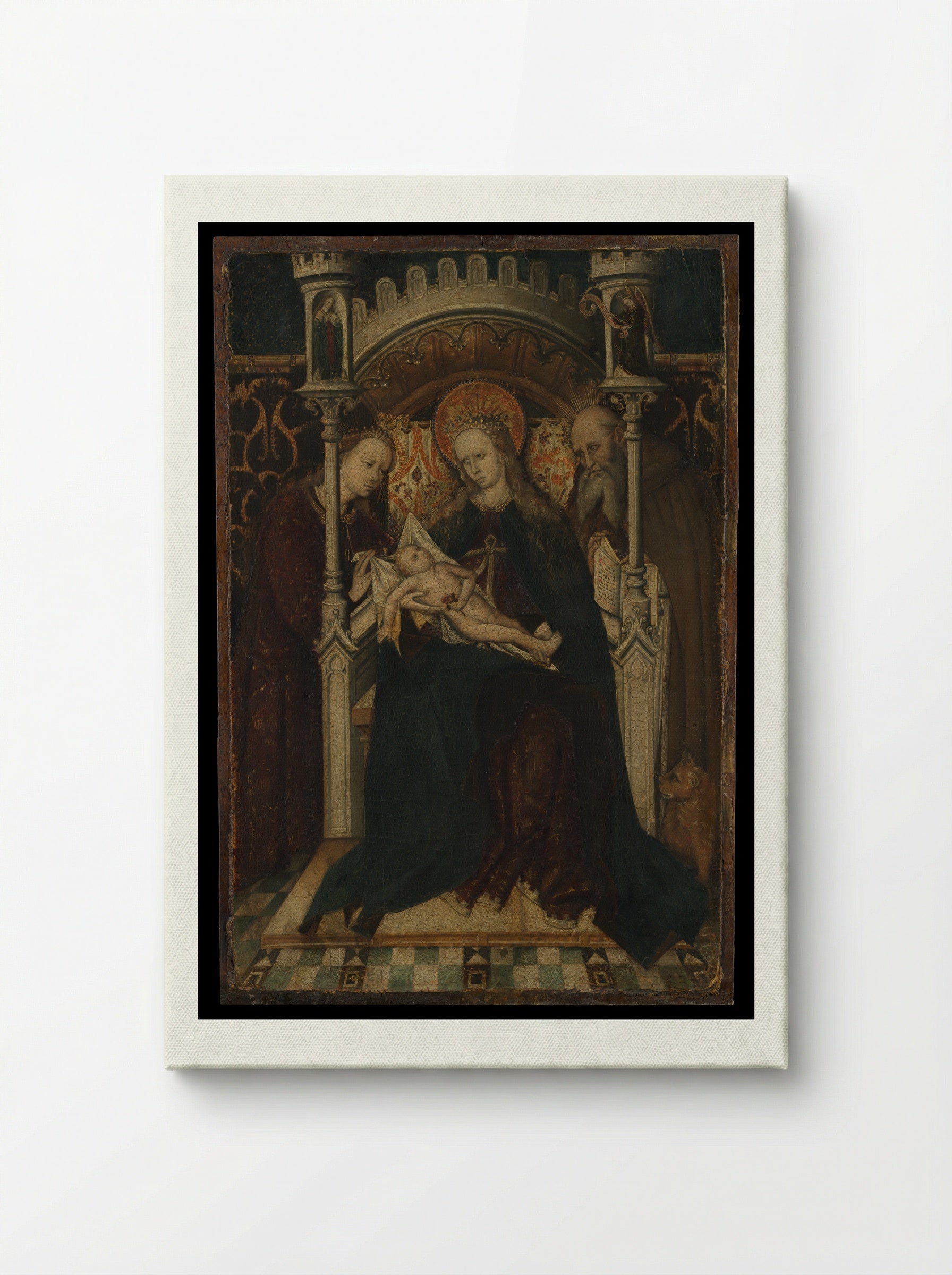 Virgin and Child Enthroned with Saints Catherine and Jerome - Spanish Painter - Canvas