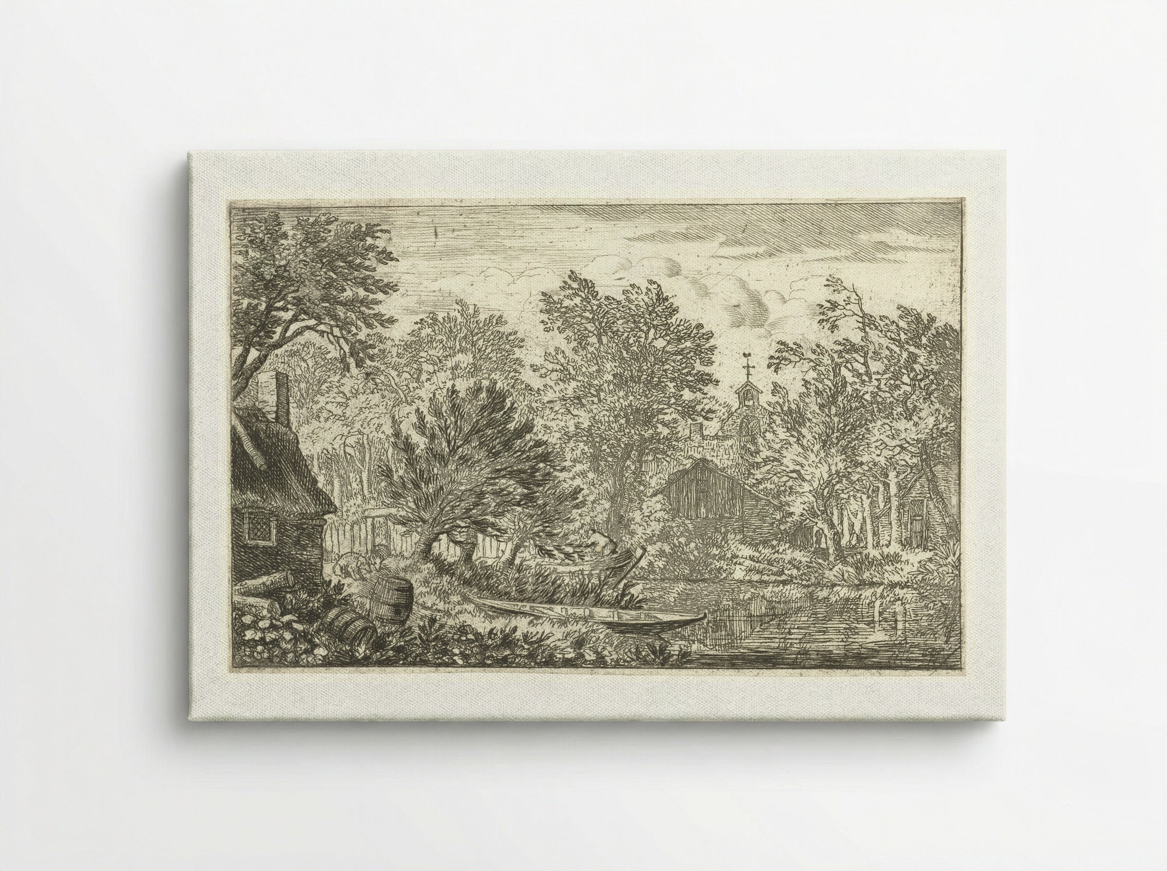 Village View with Rowing Boat - Allaert van Everdingen - Canvas