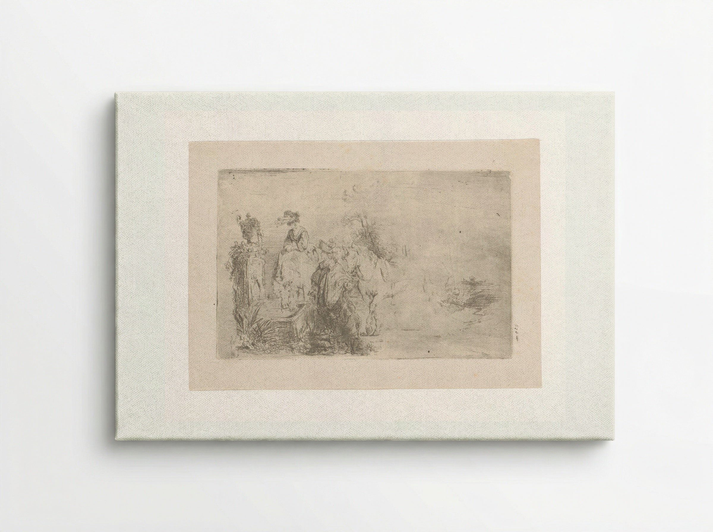 Gesprek bij een drinkbak - Adrien Joseph Verhoeven-Ball - Canvas