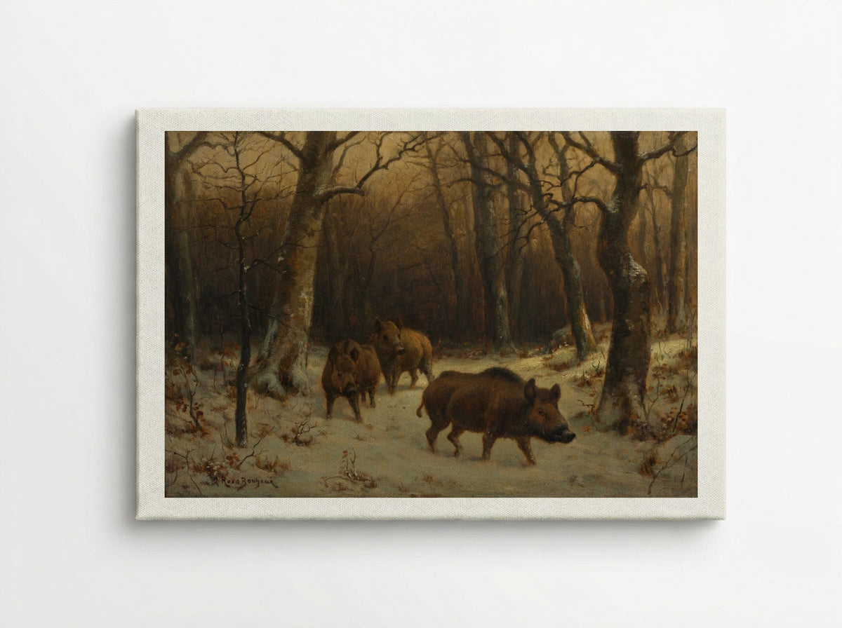 Wild Boars in the Snow - Rosa Bonheur - Canvas