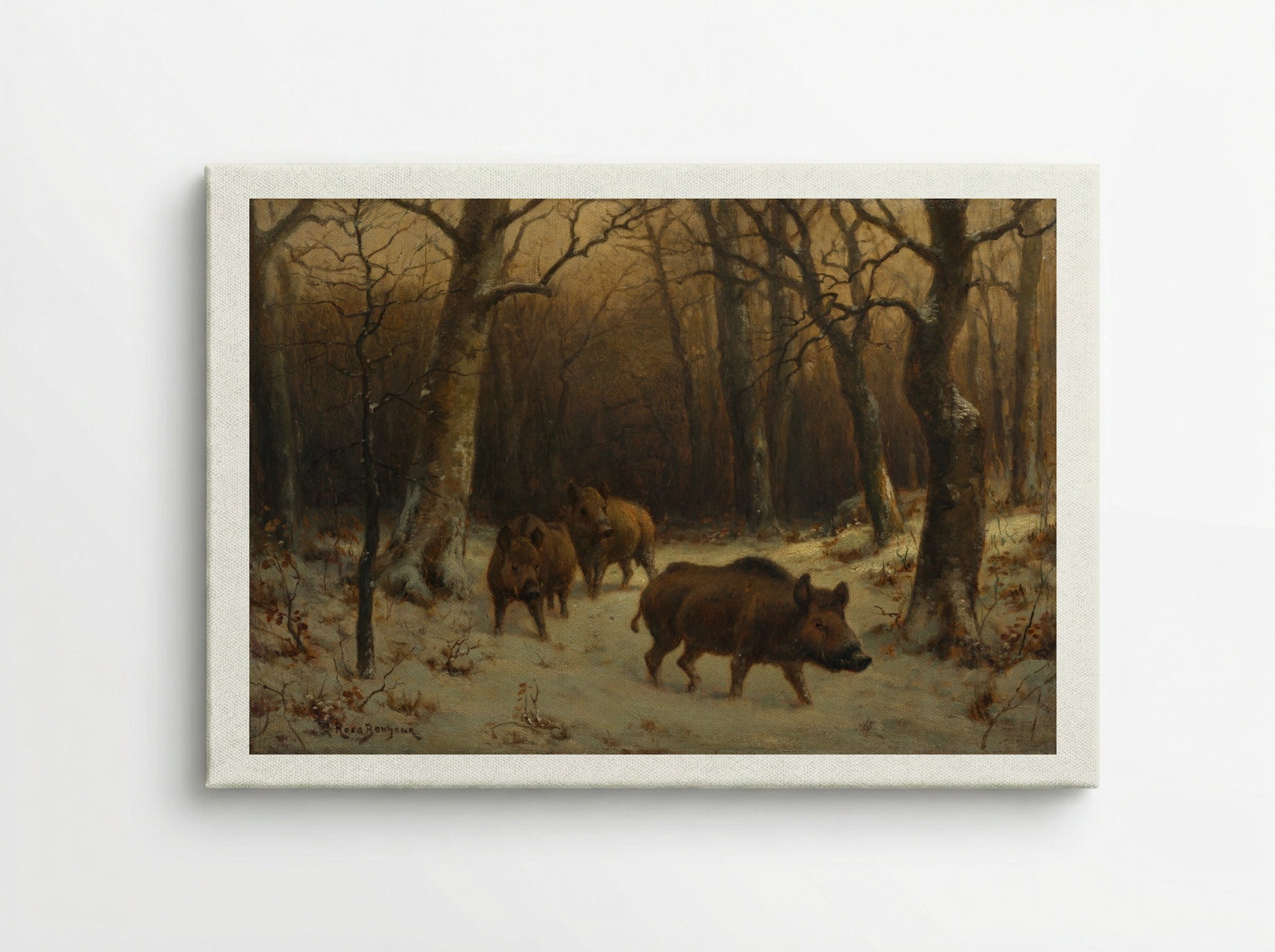 Wild Boars in the Snow - Rosa Bonheur - Canvas