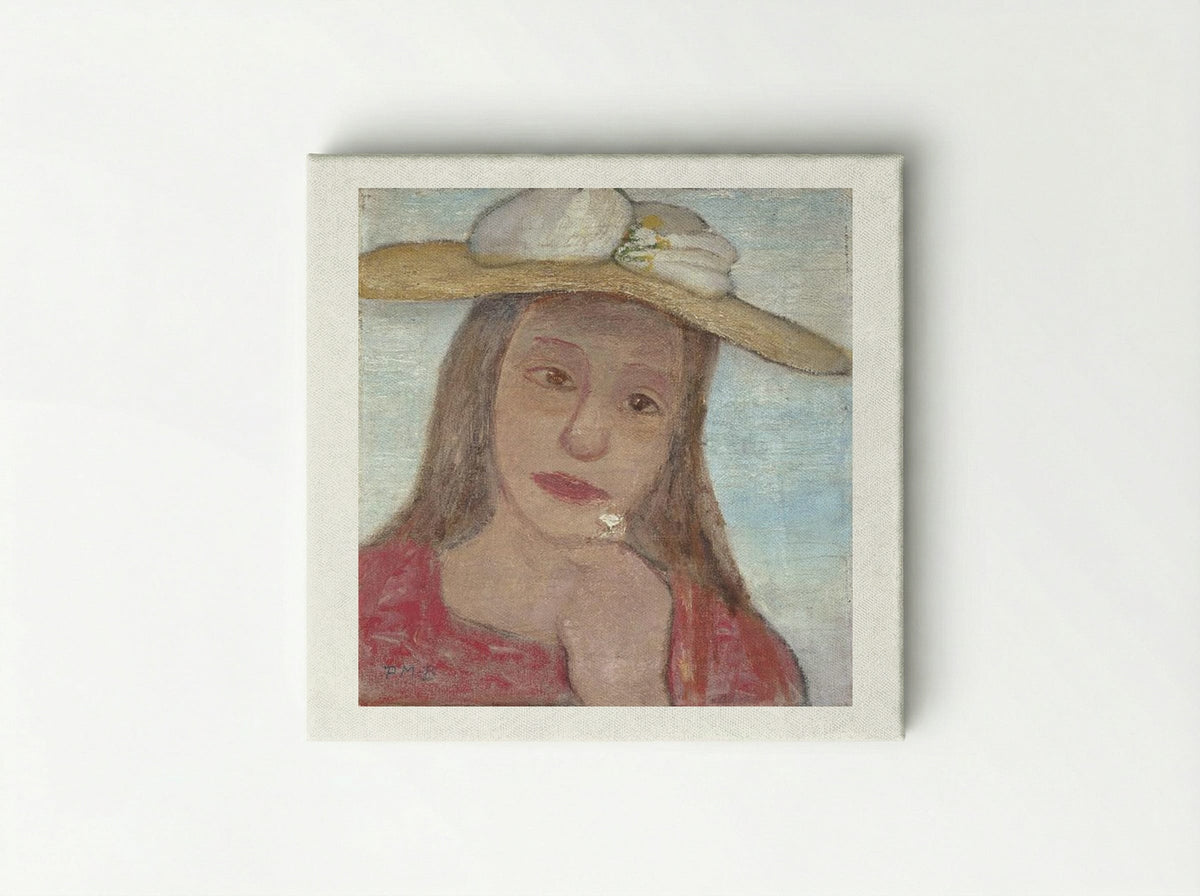 Young Girl With Straw Hat And A Flower In Her Hand - Paula Modersohn-Becker - Canvas