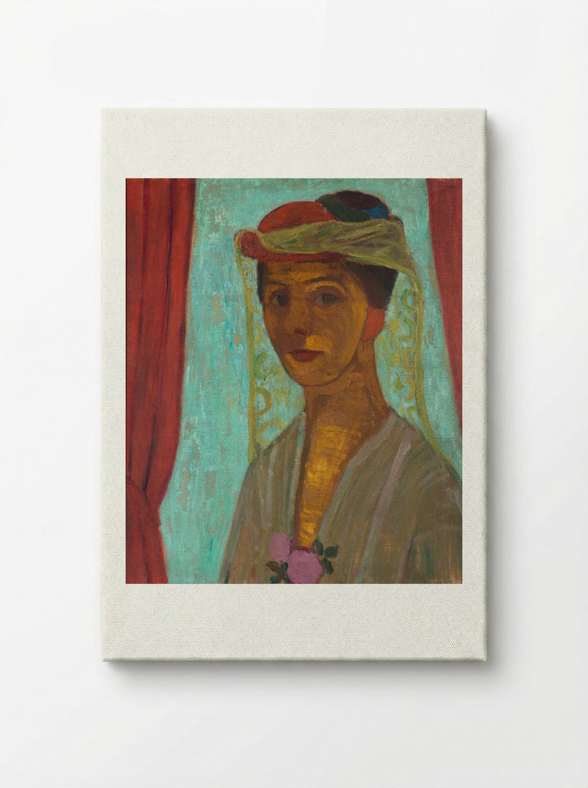 Self-Portrait with Red Flower Wreath and Chain - Paula Modersohn-Becker - Canvas