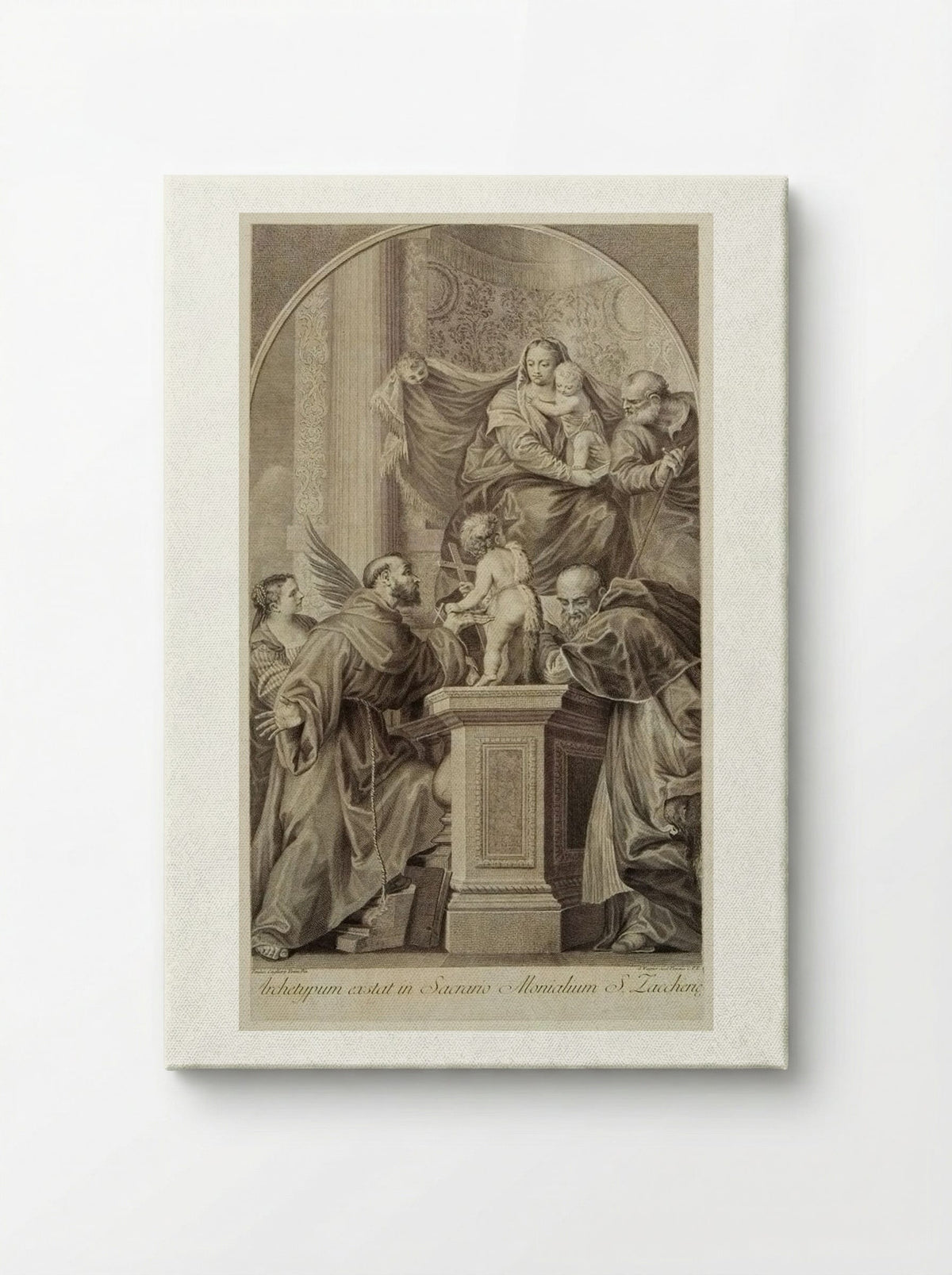 Madonna Enthroned, with the Infant Saint John, Saint Francis, Saint Jerome, and Saint Catherine - Joseph Wagner - Canvas