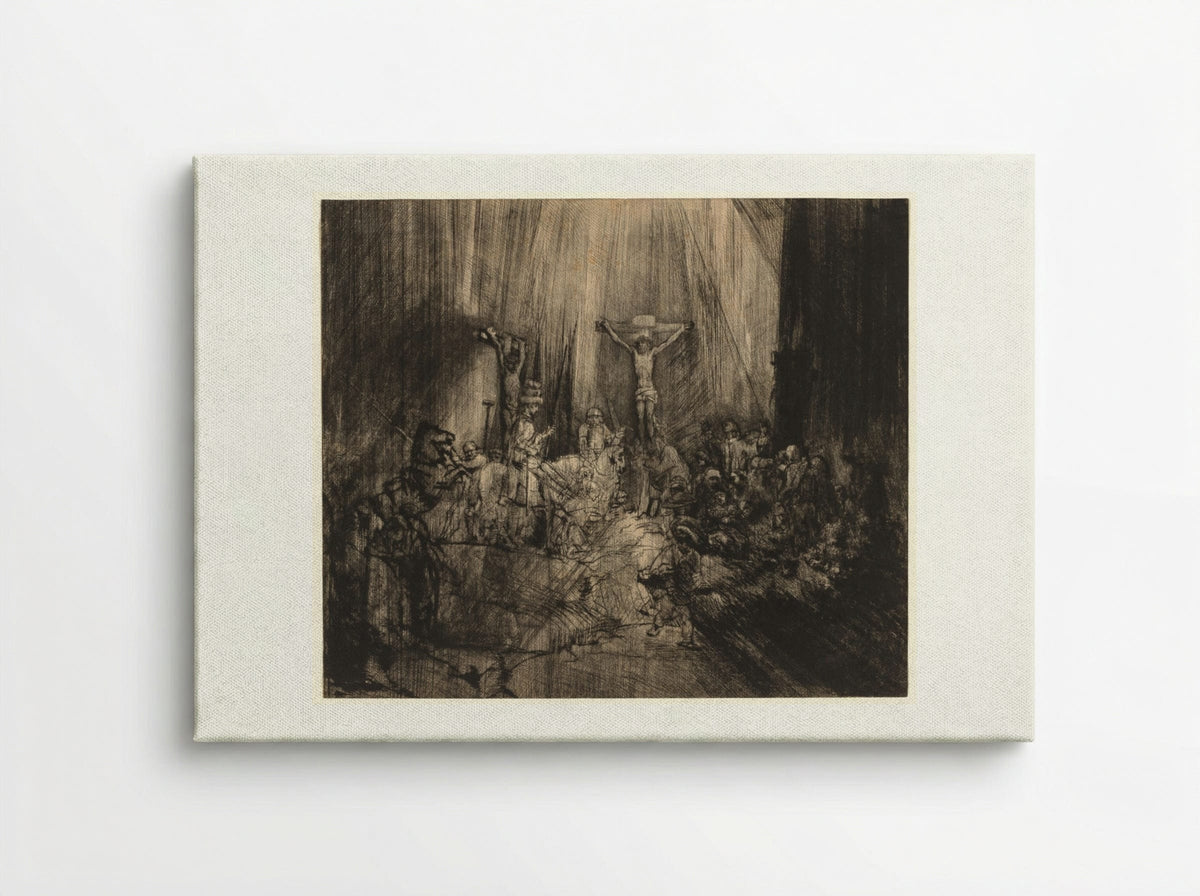 Christ Crucified Between the Two Thieves: 'The Three Crosses' - Rembrandt van Rijn - Canvas