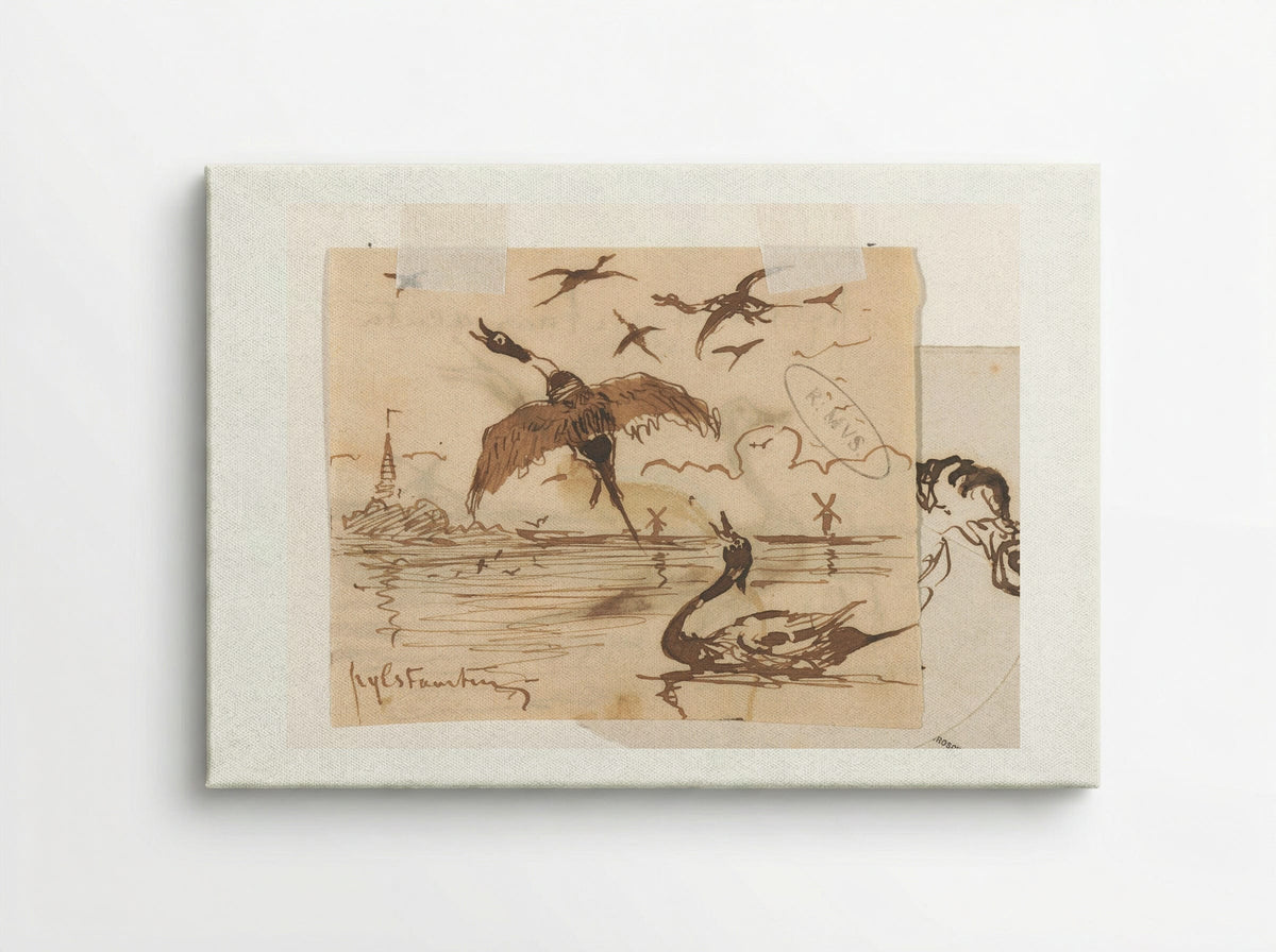 Pijlstaarteenden (Pintail Ducks) - Johannes Tavenraat - Canvas