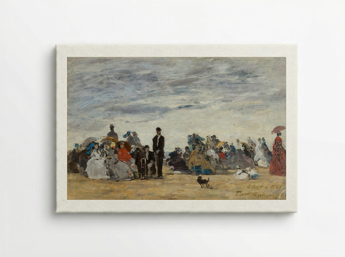 Figures on the Beach at Trouville - Eugène Boudin - Canvas