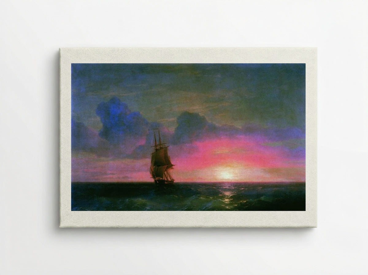 Sunset. A lone sailboat - Ivan Aivazovsky - Canvas