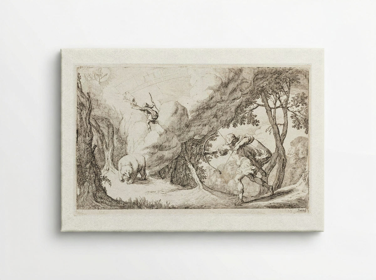 Callisto, Transformed into a Bear, Is Hunted by Her Son Arcas and Becomes a Constellation - Johann Wilhelm Baur - Canvas