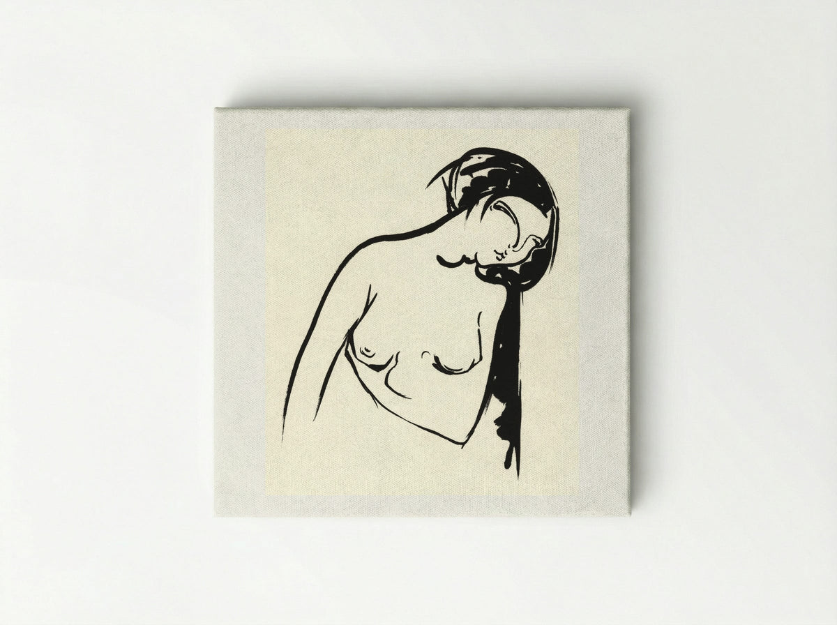 Naakte vrouw die haar borst aanraakt (Nude Woman Touching Her Breast) - Henri Jonas - Canvas