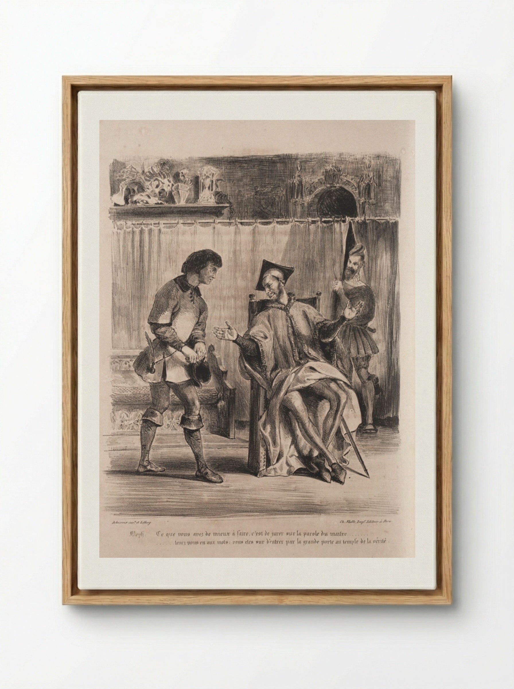 Méphistophélès receives the student - Eugène Delacroix - Framed Canvas Wood
