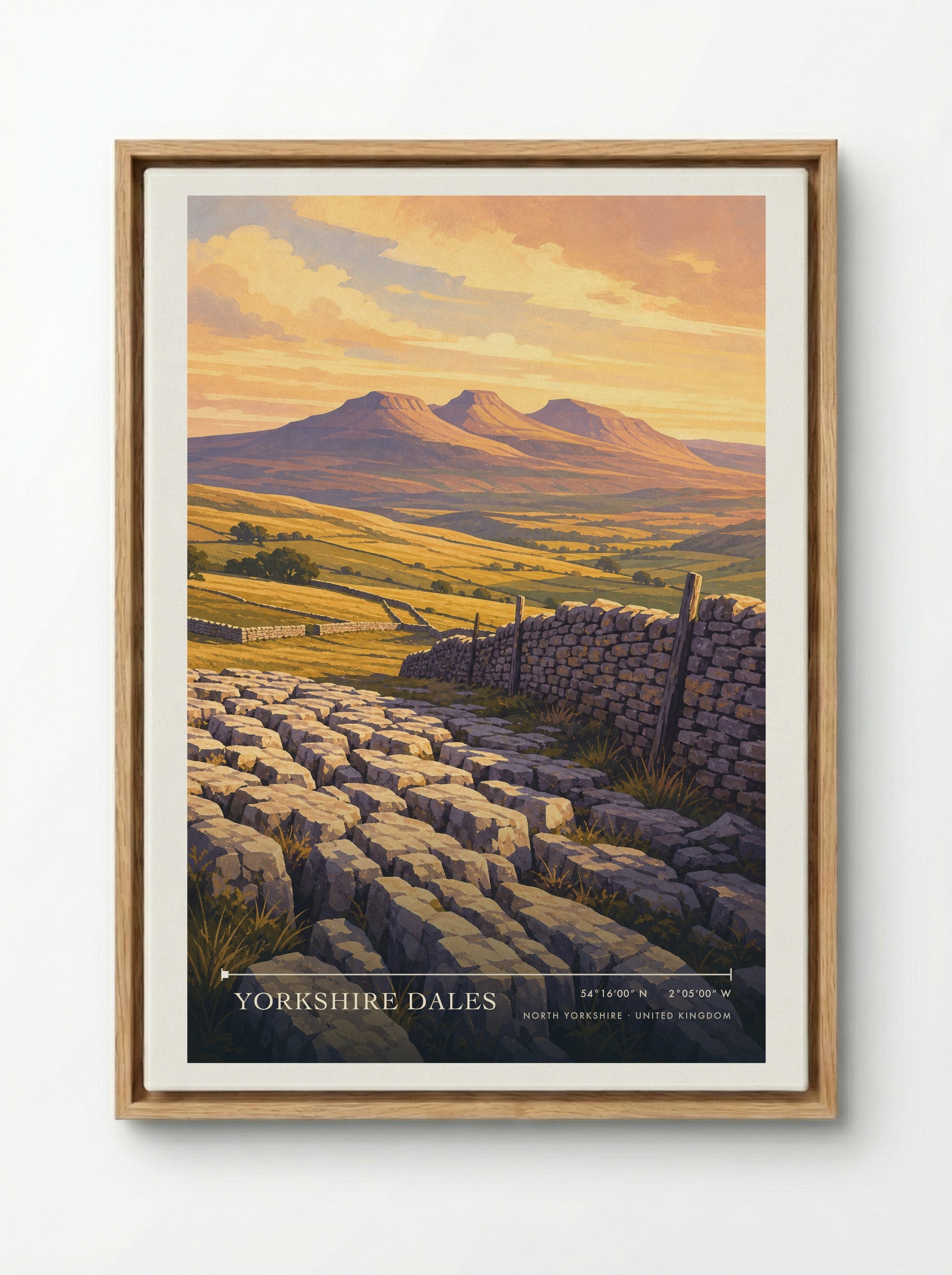 Yorkshire Dales North Yorkshire United Kingdom Travel Poster - Framed Canvas Wood