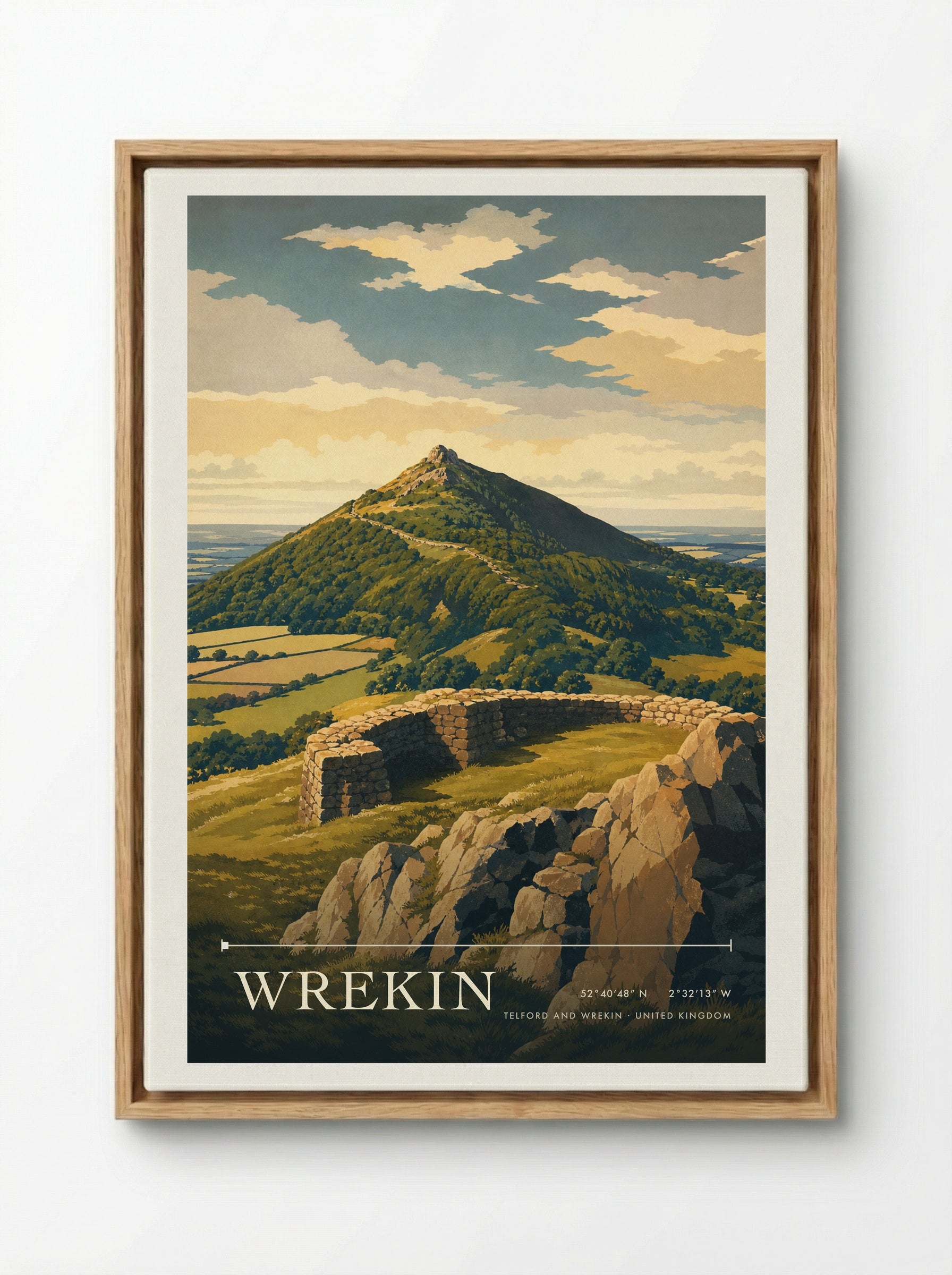 Wrekin Telford and Wrekin United Kingdom Travel Poster - Framed Canvas Wood