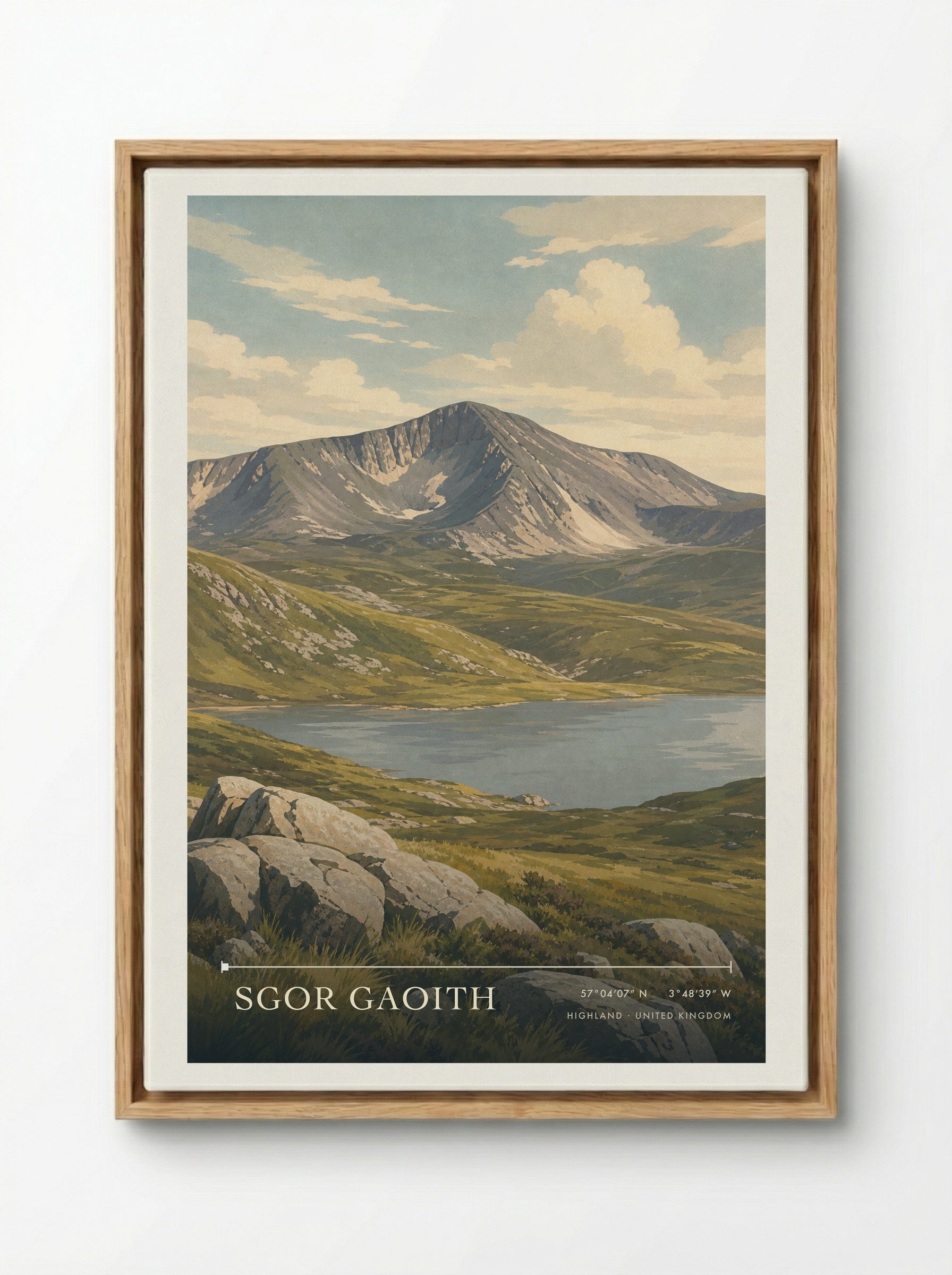 Sgor Gaoith Highland United Kingdom Travel Poster - Framed Canvas Wood