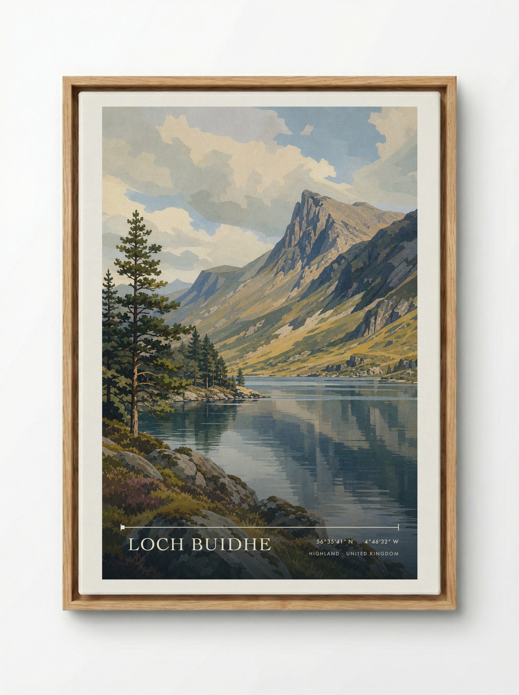 Loch Buidhe Highland United Kingdom Travel Poster - Framed Canvas Wood