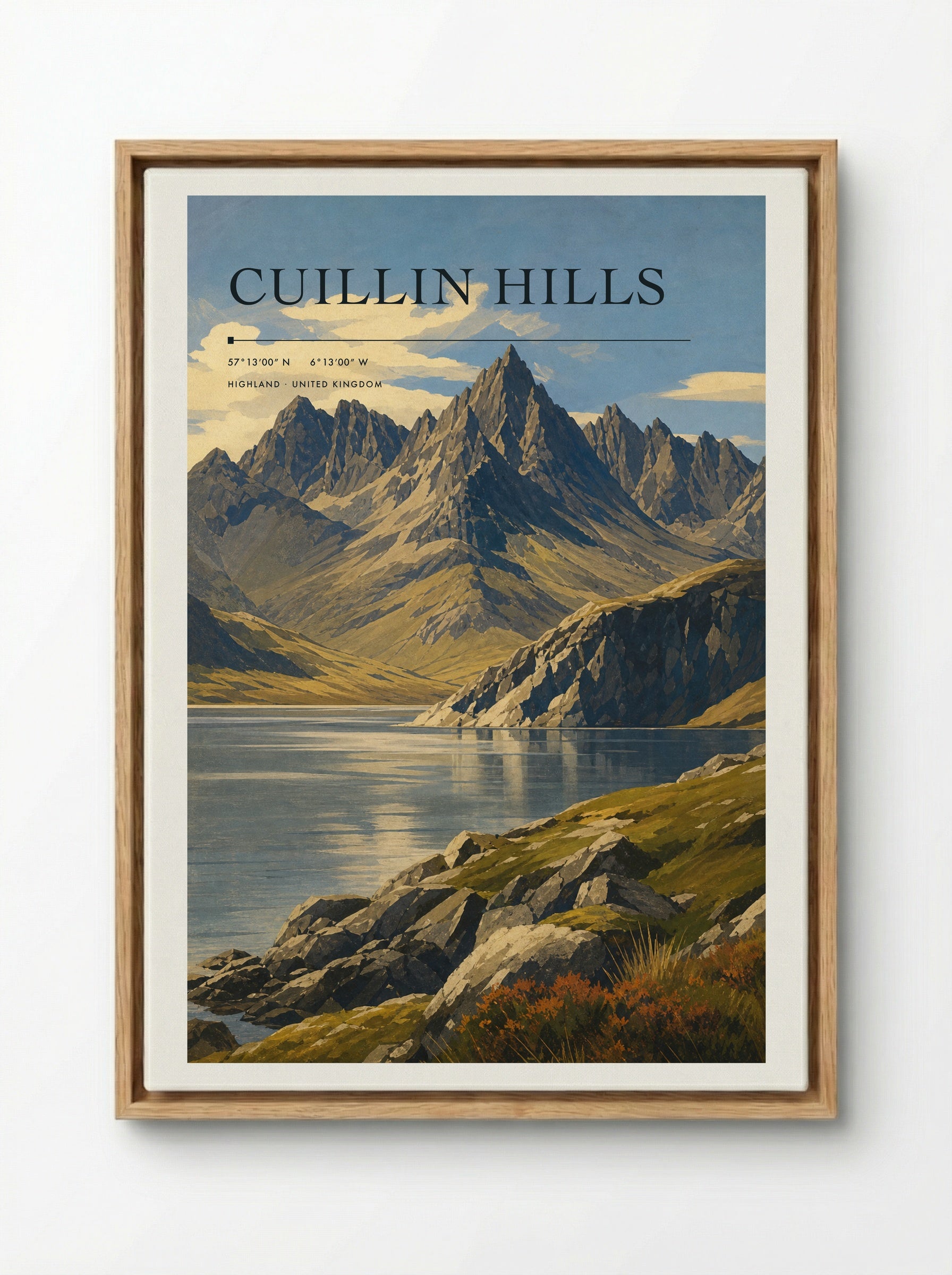 Cuillin Hills Highland United Kingdom Travel Poster - Framed Canvas Wood