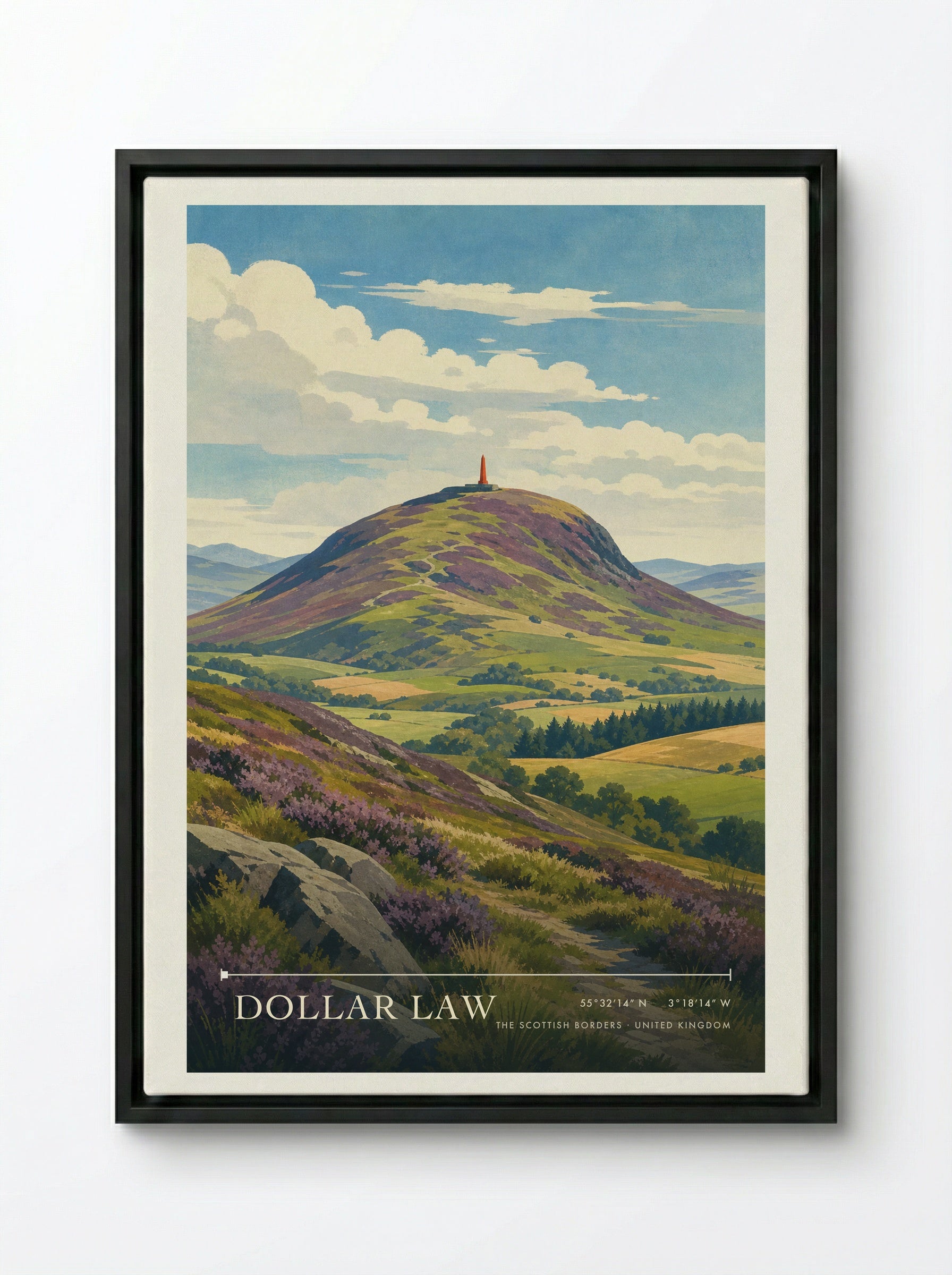 Dollar Law The Scottish Borders United Kingdom Travel Poster - Framed Canvas Black
