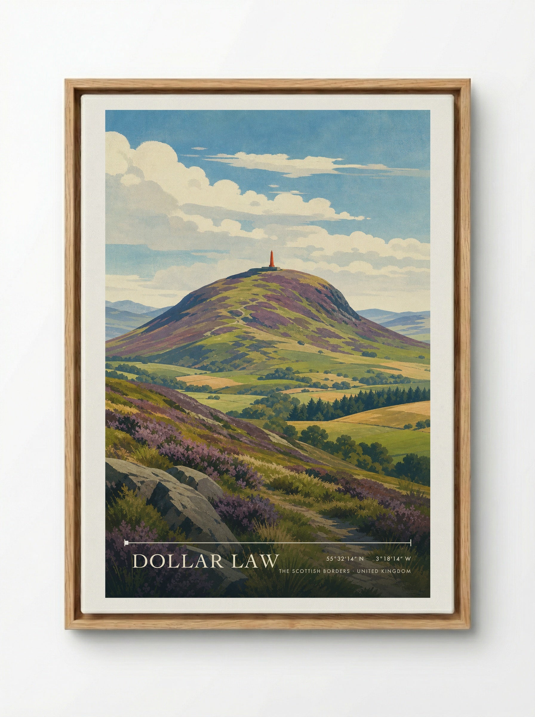 Dollar Law The Scottish Borders United Kingdom Travel Poster - Framed Canvas Wood
