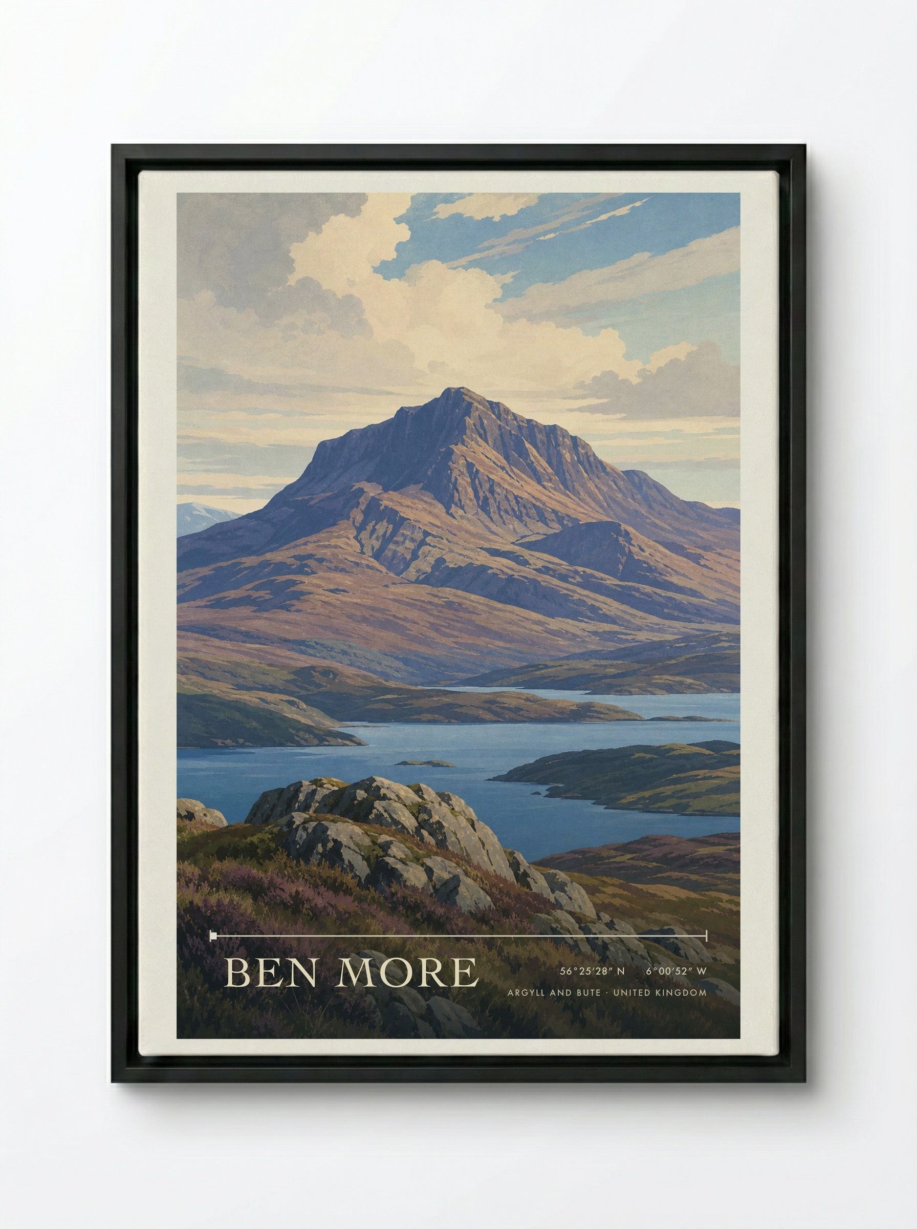 Ben More Argyll and Bute United Kingdom Travel Poster - Framed Canvas Black