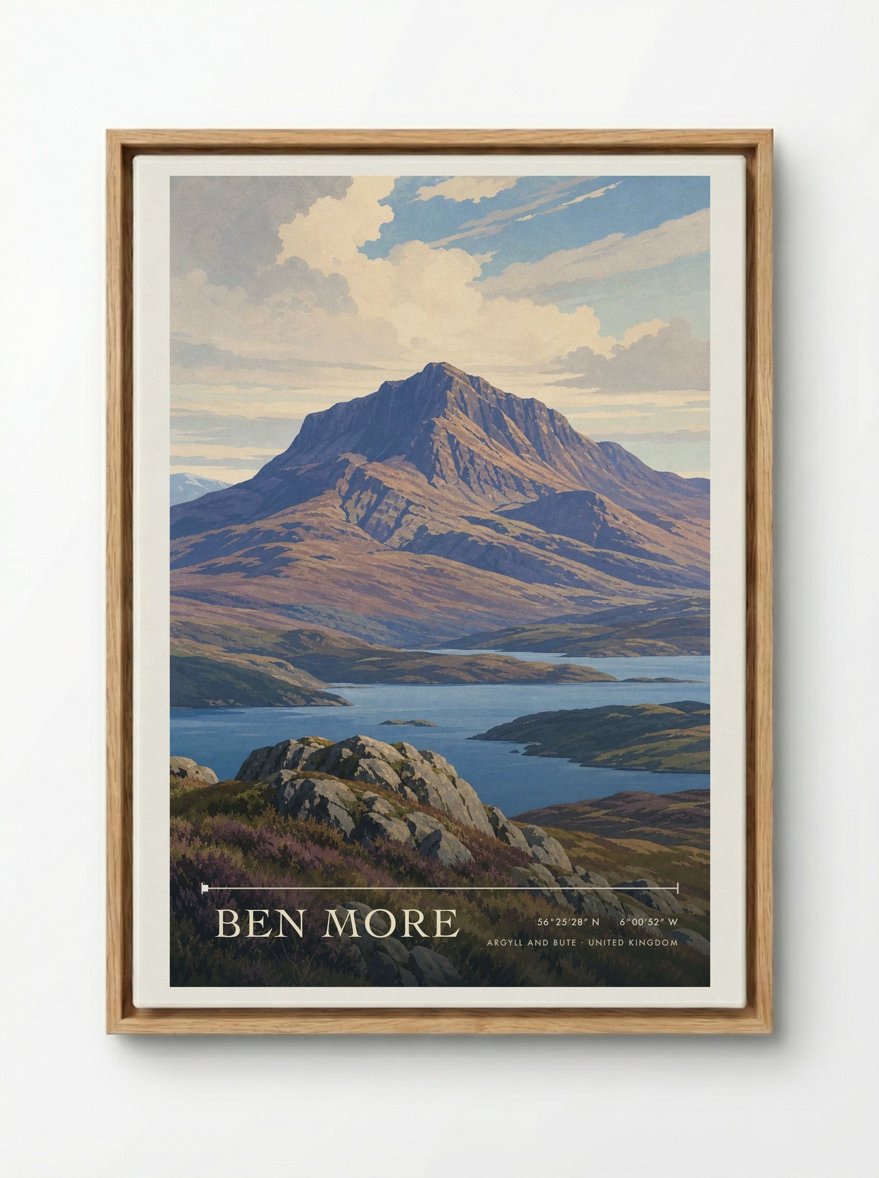 Ben More Argyll and Bute United Kingdom Travel Poster - Framed Canvas Wood