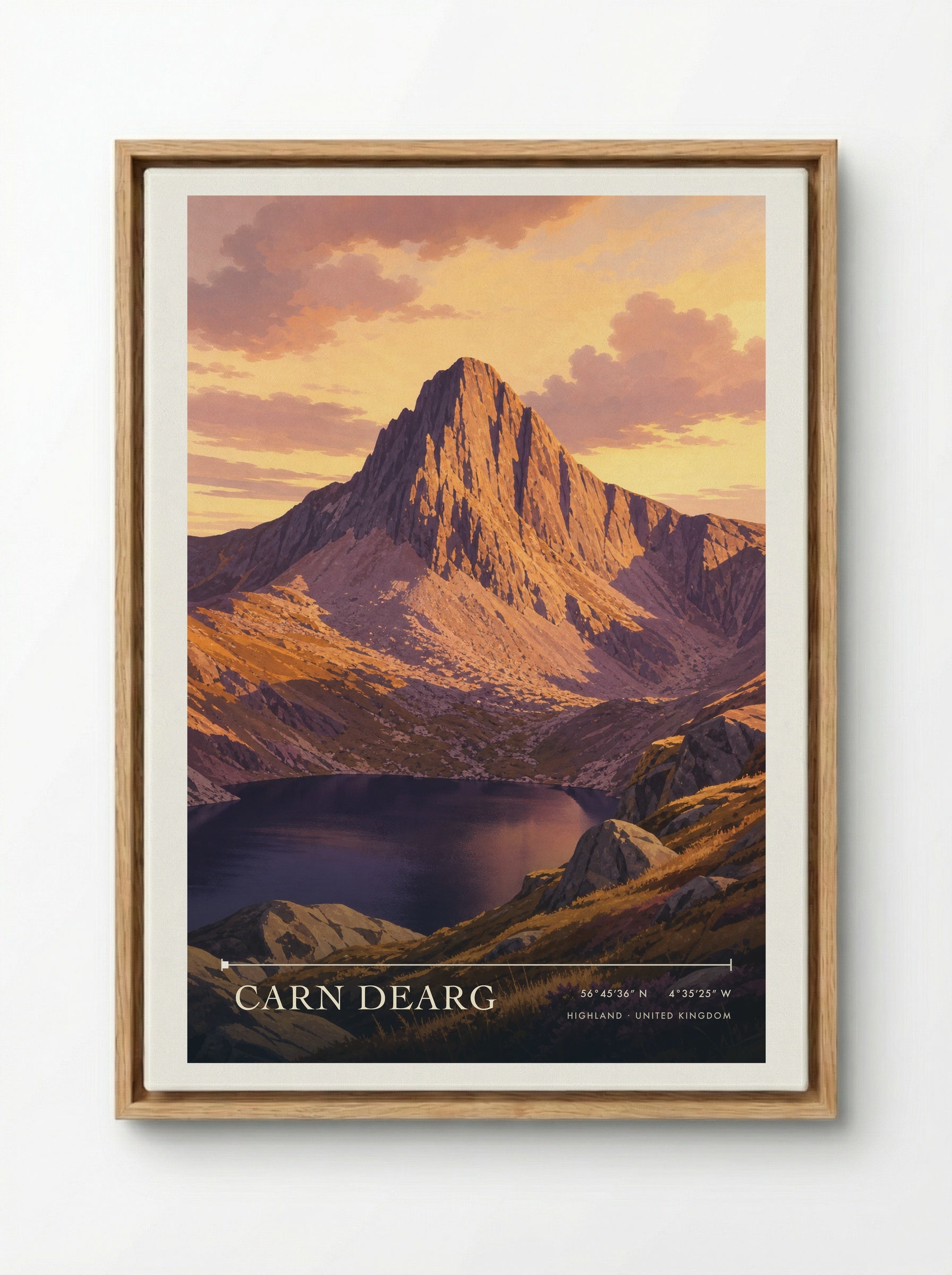 Carn Dearg Highland United Kingdom Travel Poster - Framed Canvas Wood