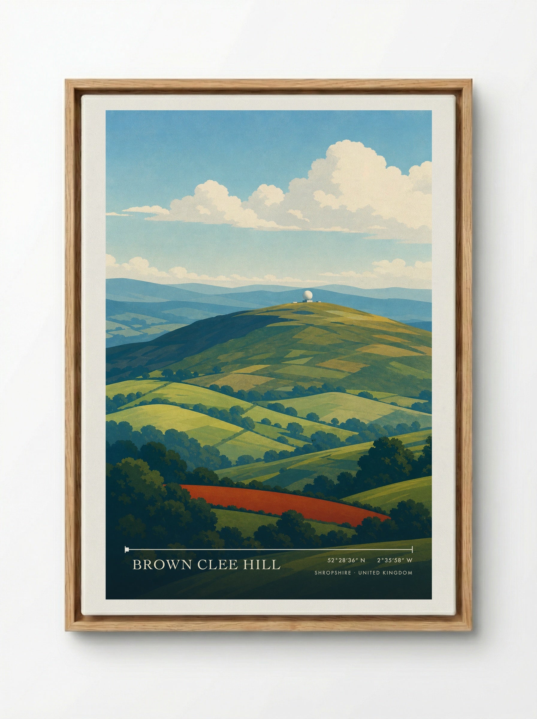Brown Clee Hill Shropshire United Kingdom Travel Poster - Framed Canvas Wood