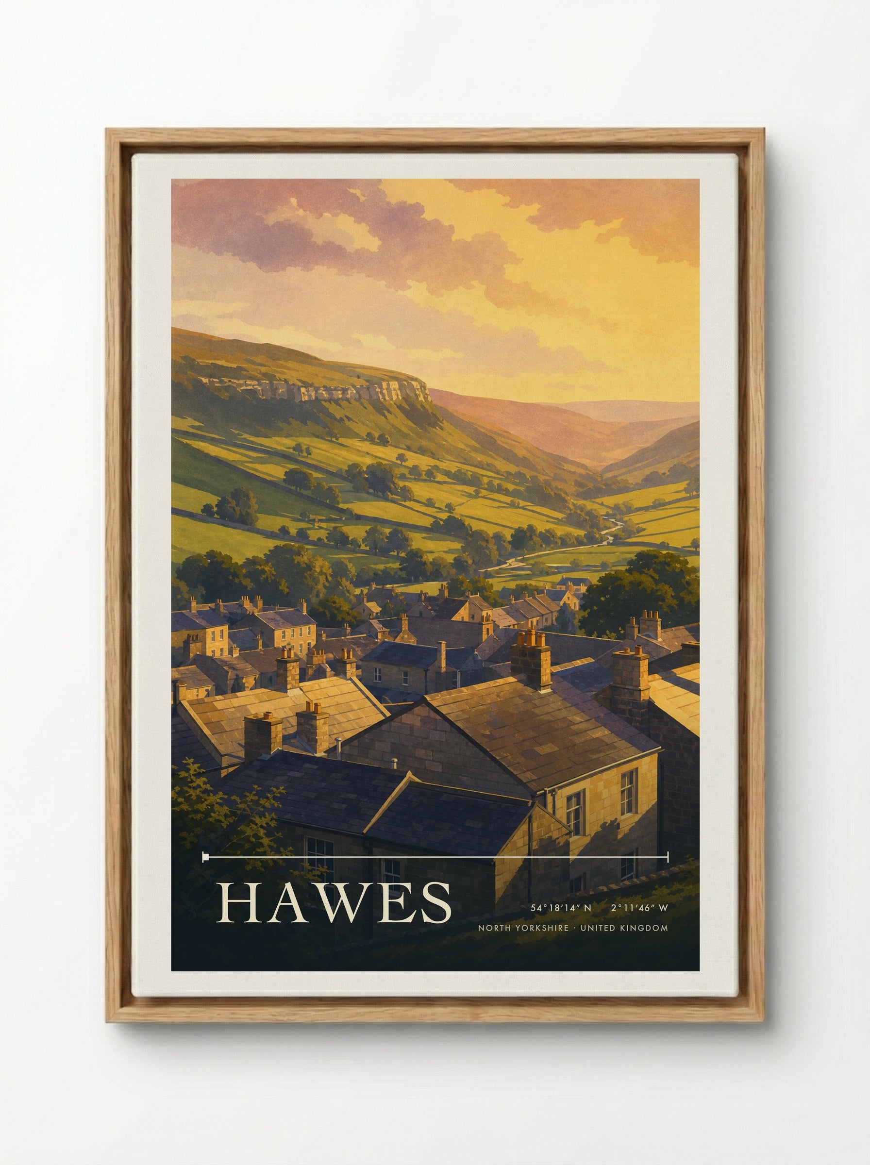 Hawes North Yorkshire United Kingdom Travel Poster - Framed Canvas Wood