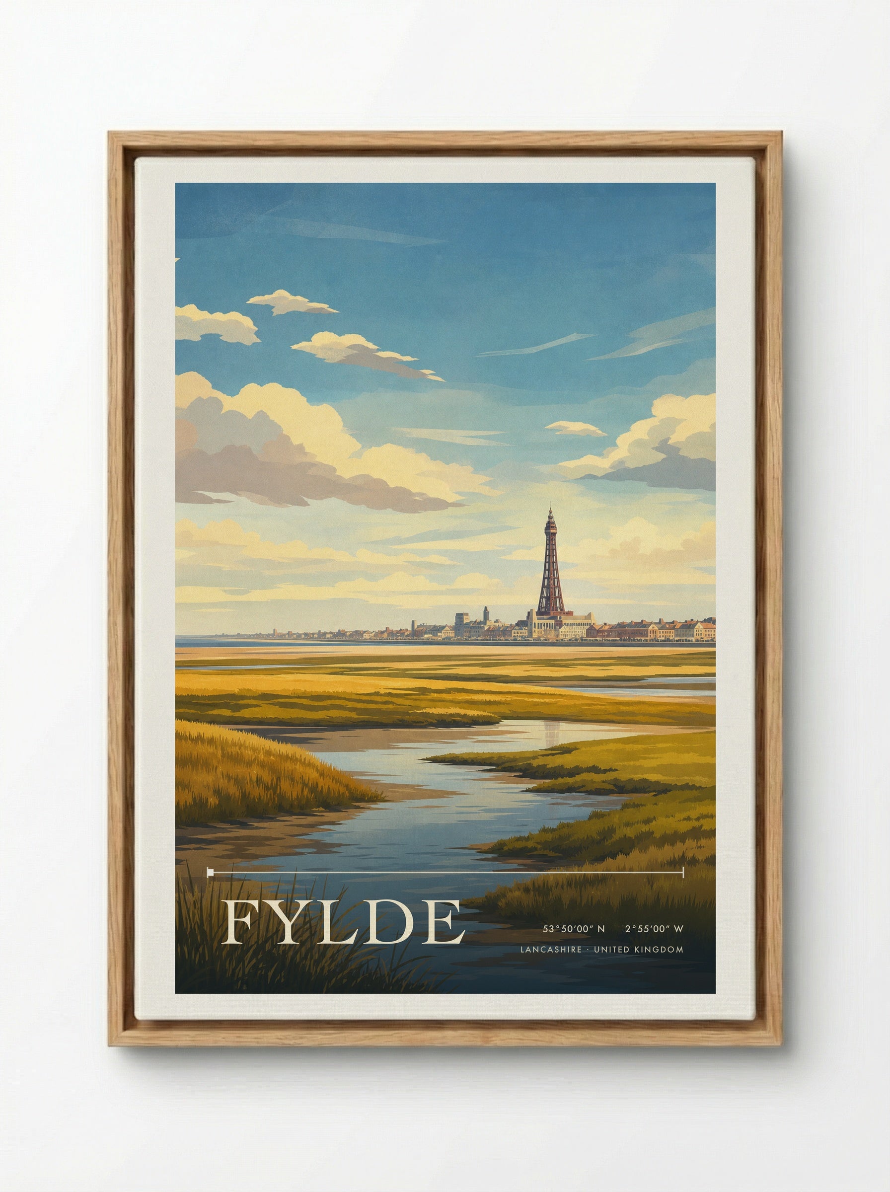 Fylde Lancashire United Kingdom Travel Poster - Framed Canvas Wood
