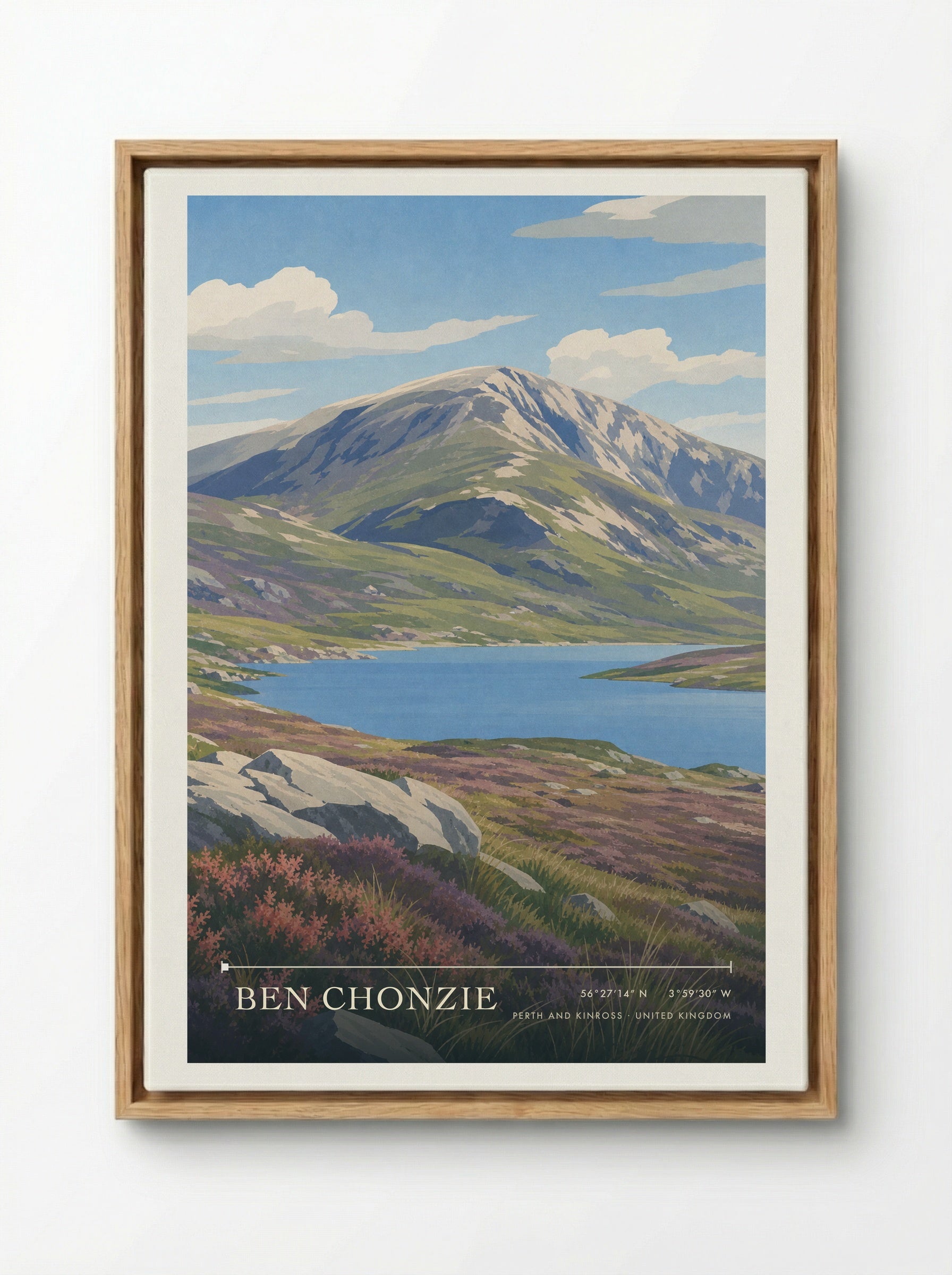 Ben Chonzie Perth and Kinross United Kingdom Travel Poster - Framed Canvas Wood