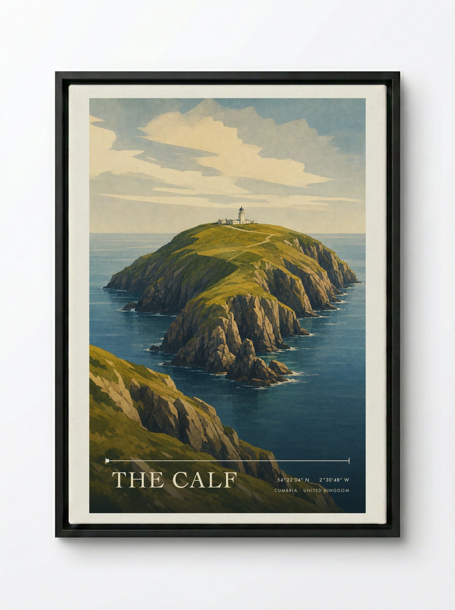The Calf Cumbria United Kingdom Travel Poster - Framed Canvas Black